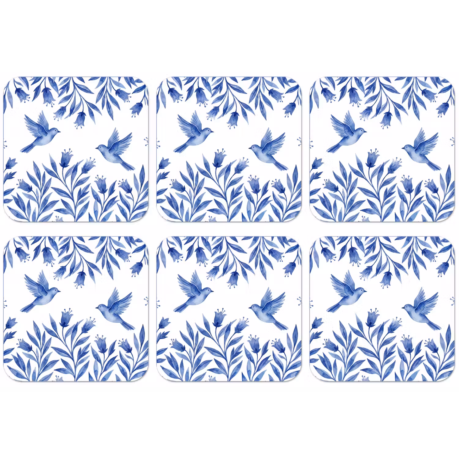 Modern - Vogels - Delfts - Blauw onderzetter kurk middel -zkaufland3dotto