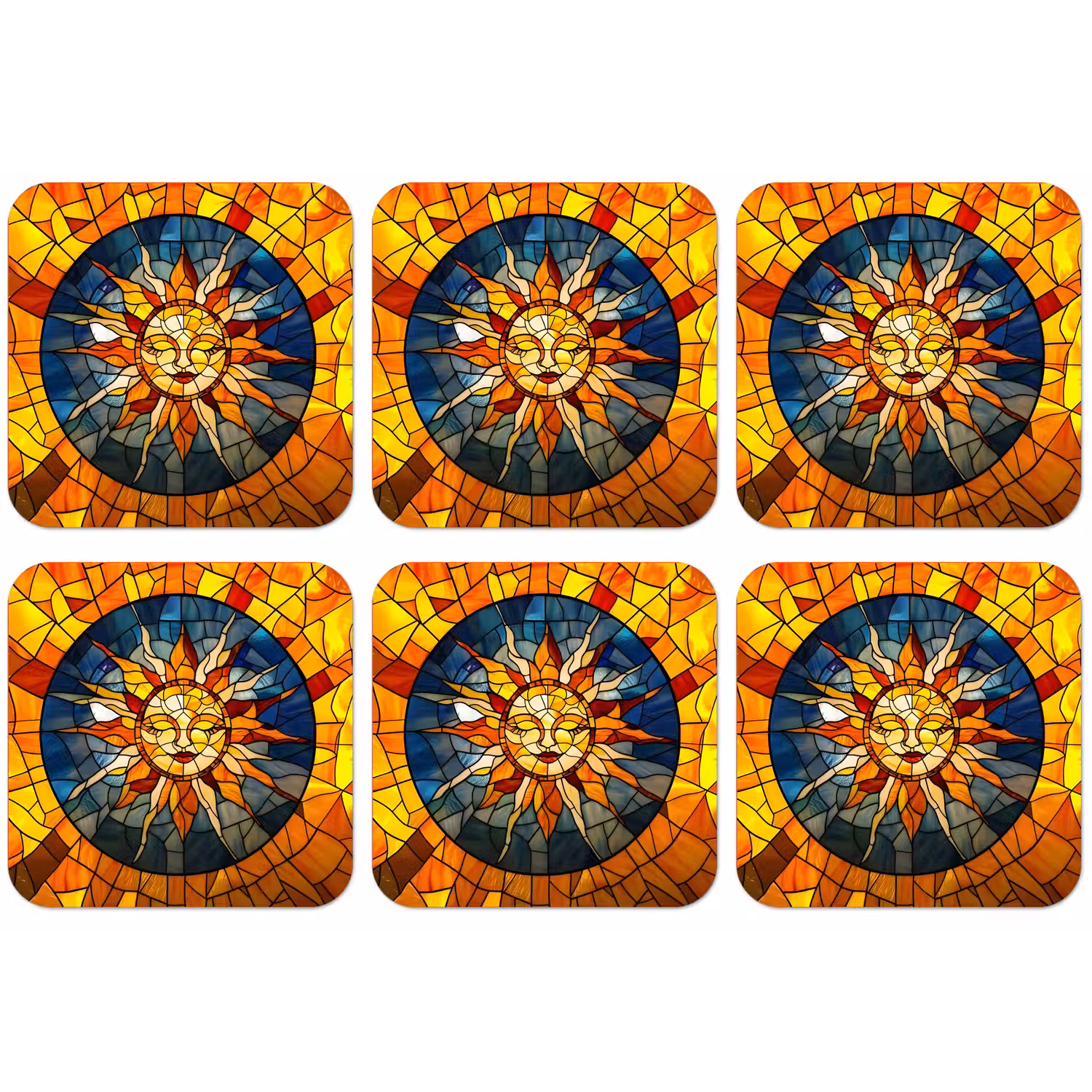 Mozaïek - Zon - Geel - Cirkel onderzetter kurk middel -zkaufland3dotto