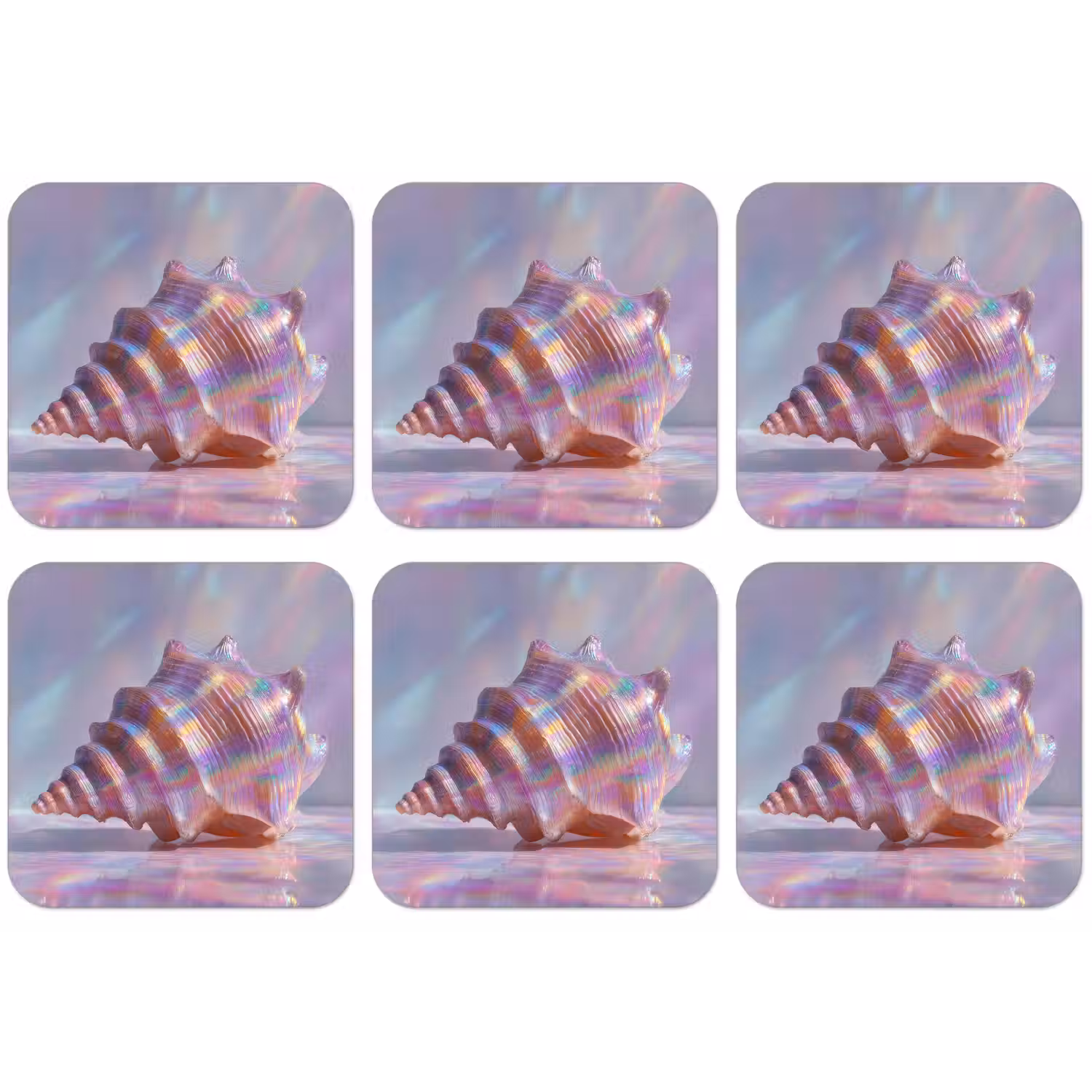 Schelp - Glanzend - Regenboogtinten onderzetter kurk middel -zkaufland3dotto