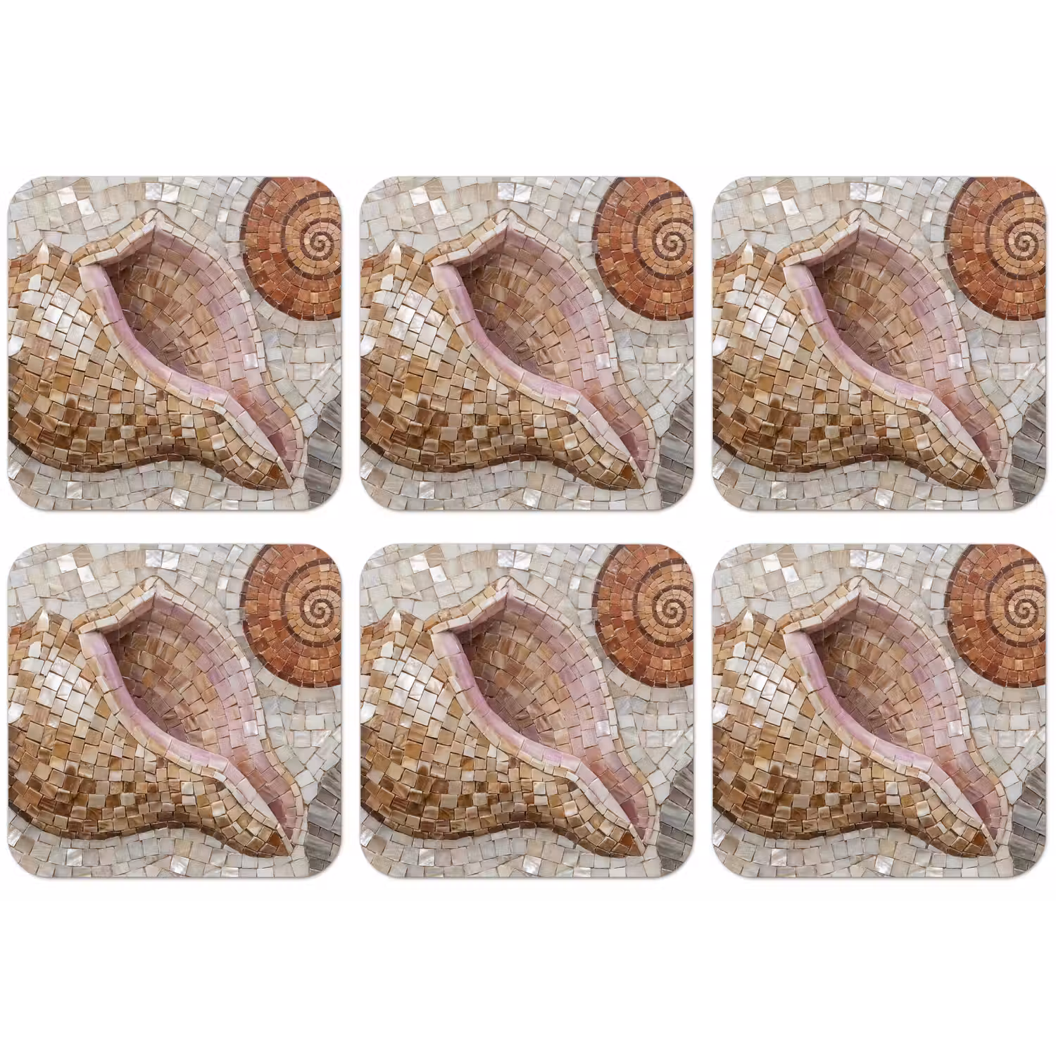 Schelp - Mozaïek - Zee - Beige - Modern onderzetter kurk middel -zkaufland3dotto