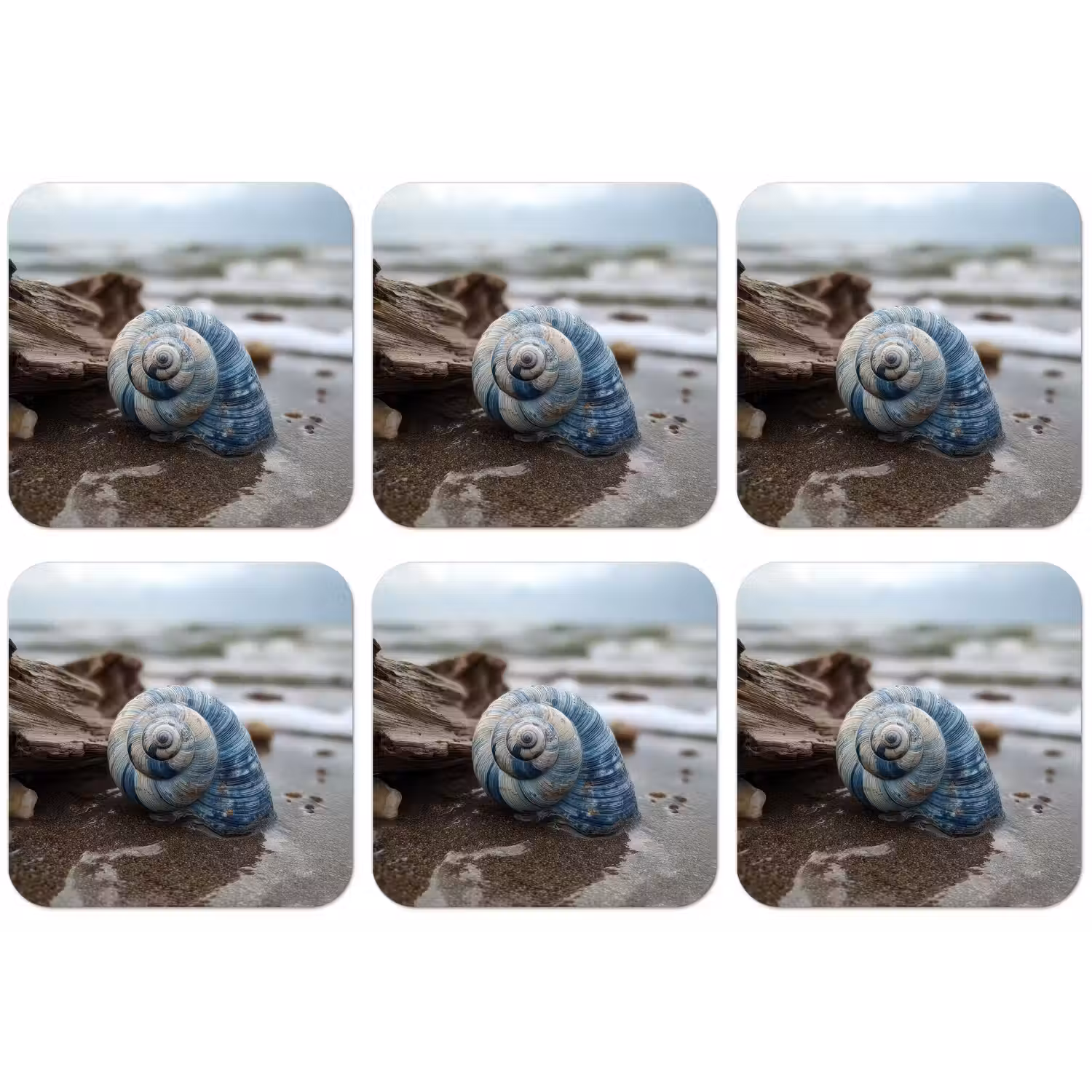 Schelp - Strand - Blauw - Zee onderzetter kurk middel -zkaufland3dotto