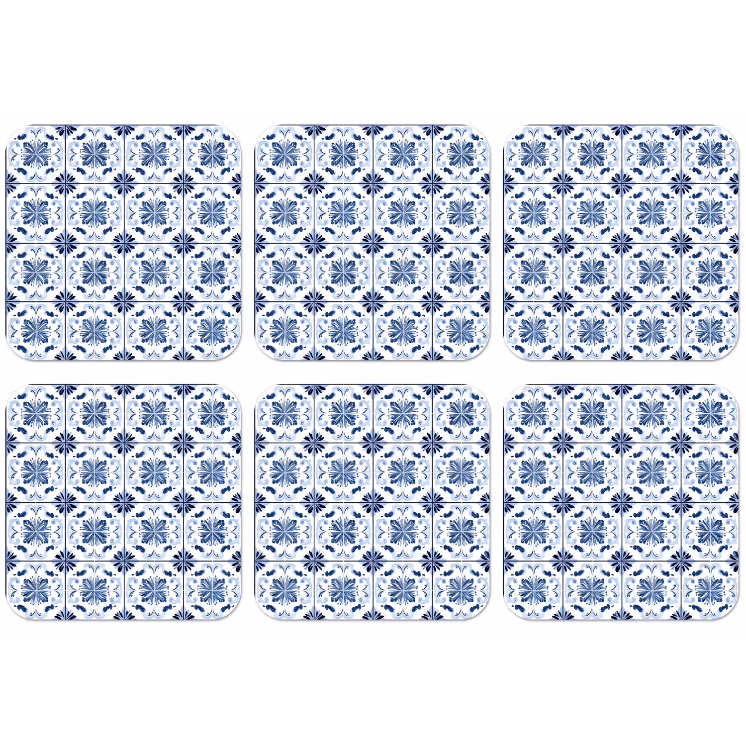 Patroon - Tegel - Blauw onderzetter kurk middel 366 -zkaufland3dotto