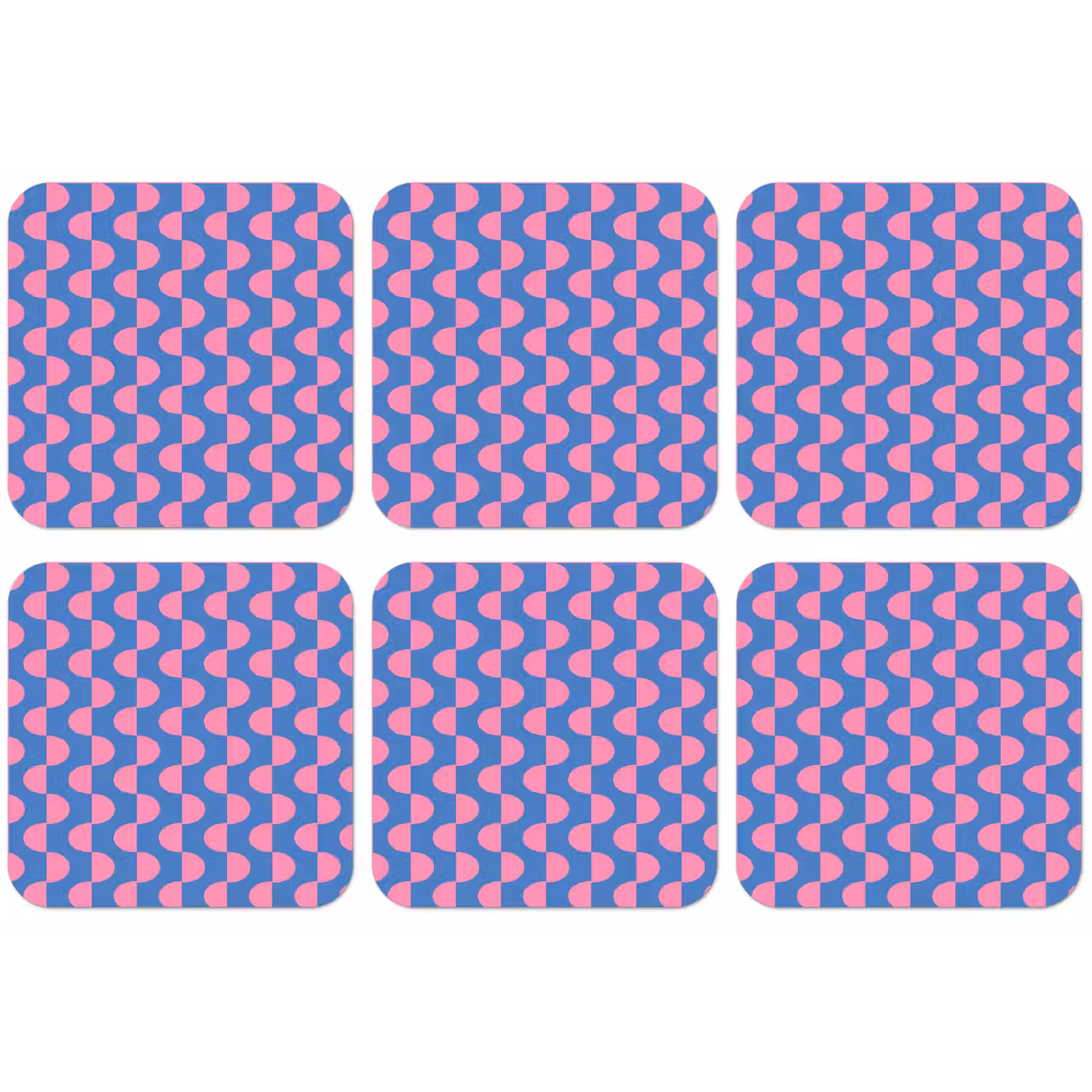 Patroon - Halve cirkels - Abstract - Modern - Roze - Blauw onderzetter kurk middel -zkaufland3dotto