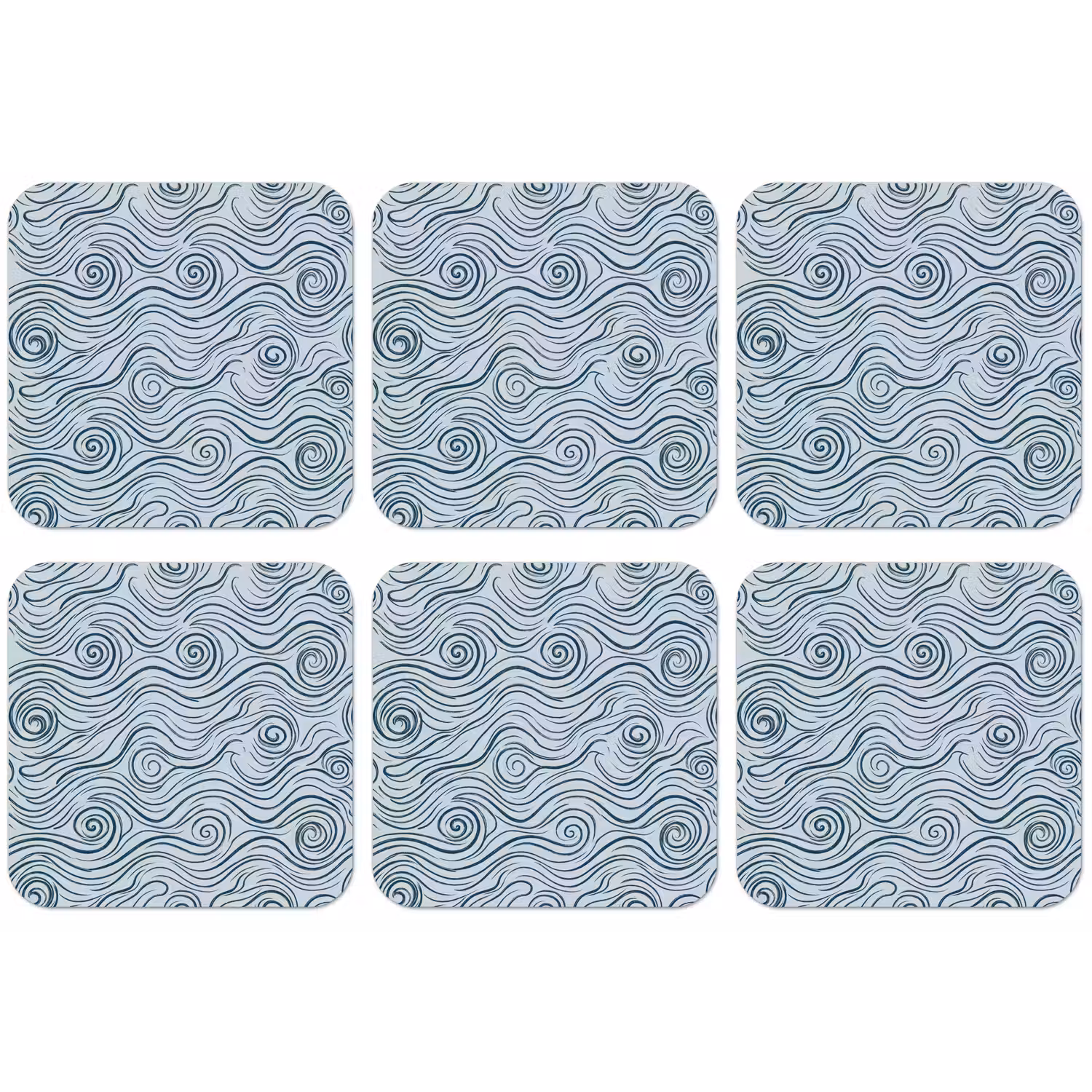 Patroon - Golven - Abstract - Modern - Blauw onderzetter kurk middel -zkaufland3dotto