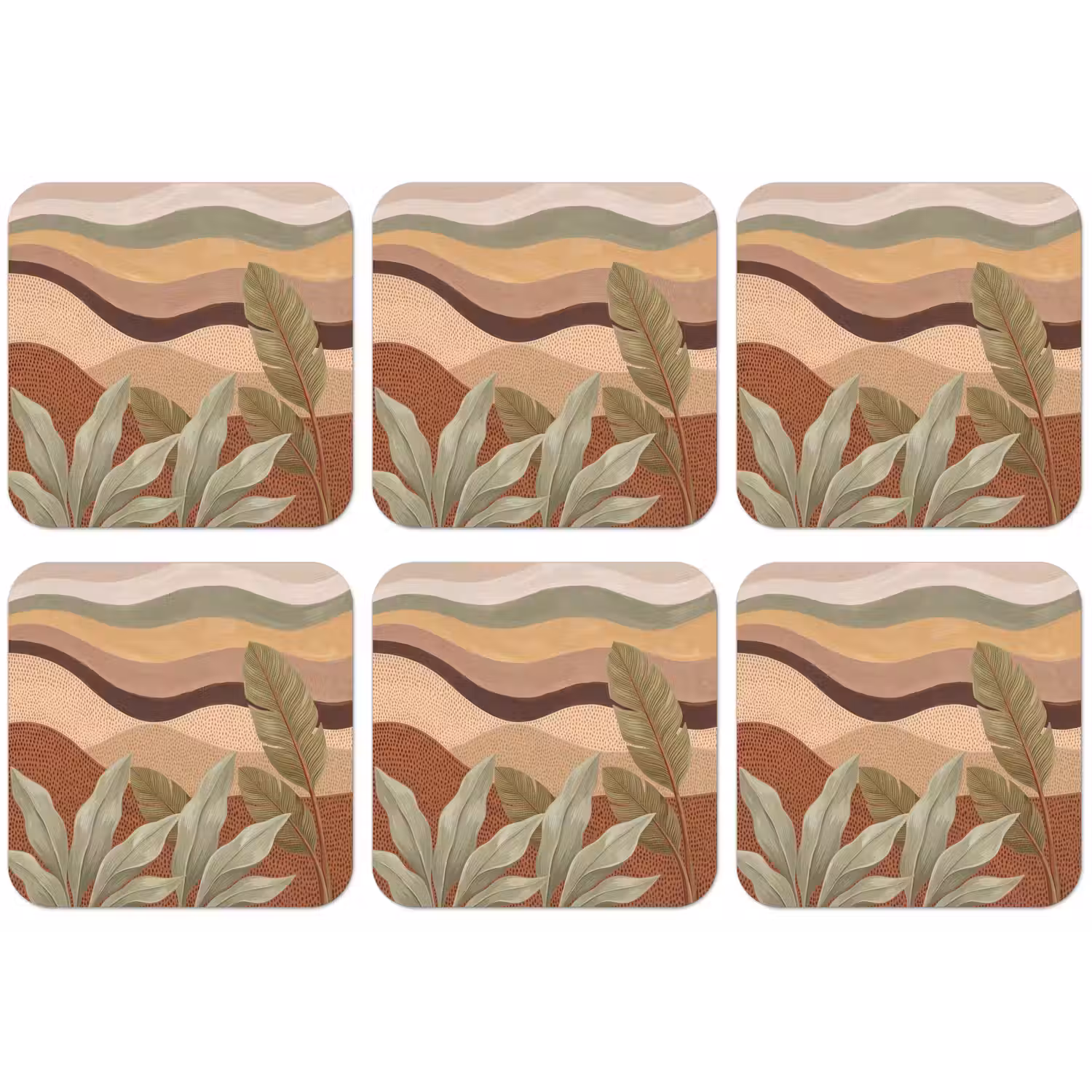 Natuur - Bladeren - Landschap - Abstract - Aardetinten onderzetter kurk middel -zkaufland3dotto