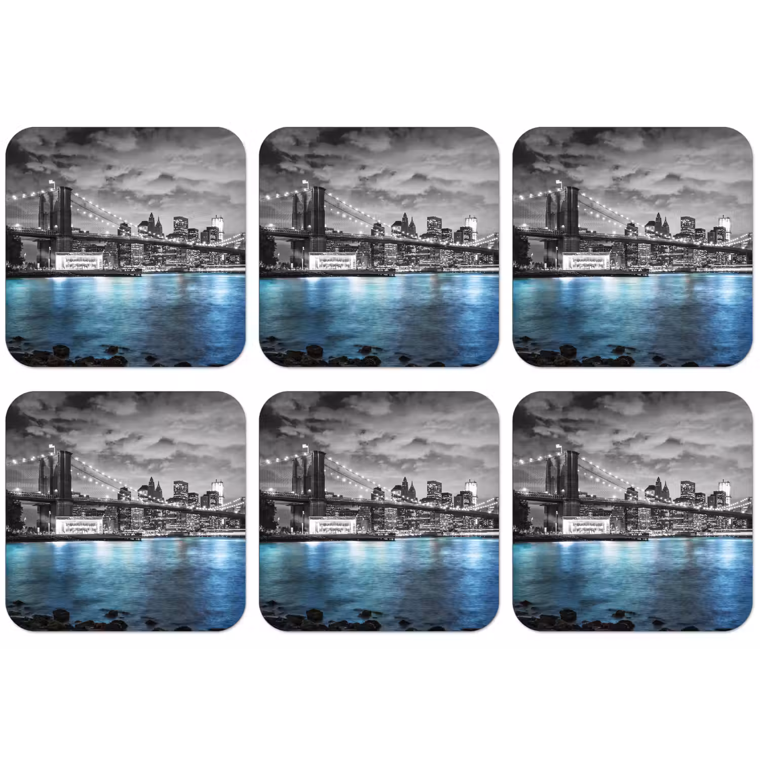 New York - Skyline - Stad - Blauw onderzetter kurk middel -zkaufland3dotto