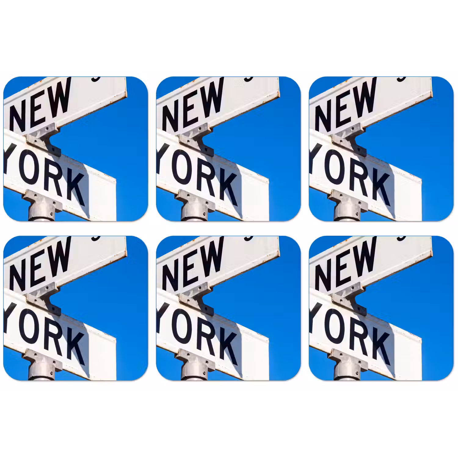New York - Straatbord - Stad - Urban - Blauw onderzetter kurk middel -zkaufland3dotto