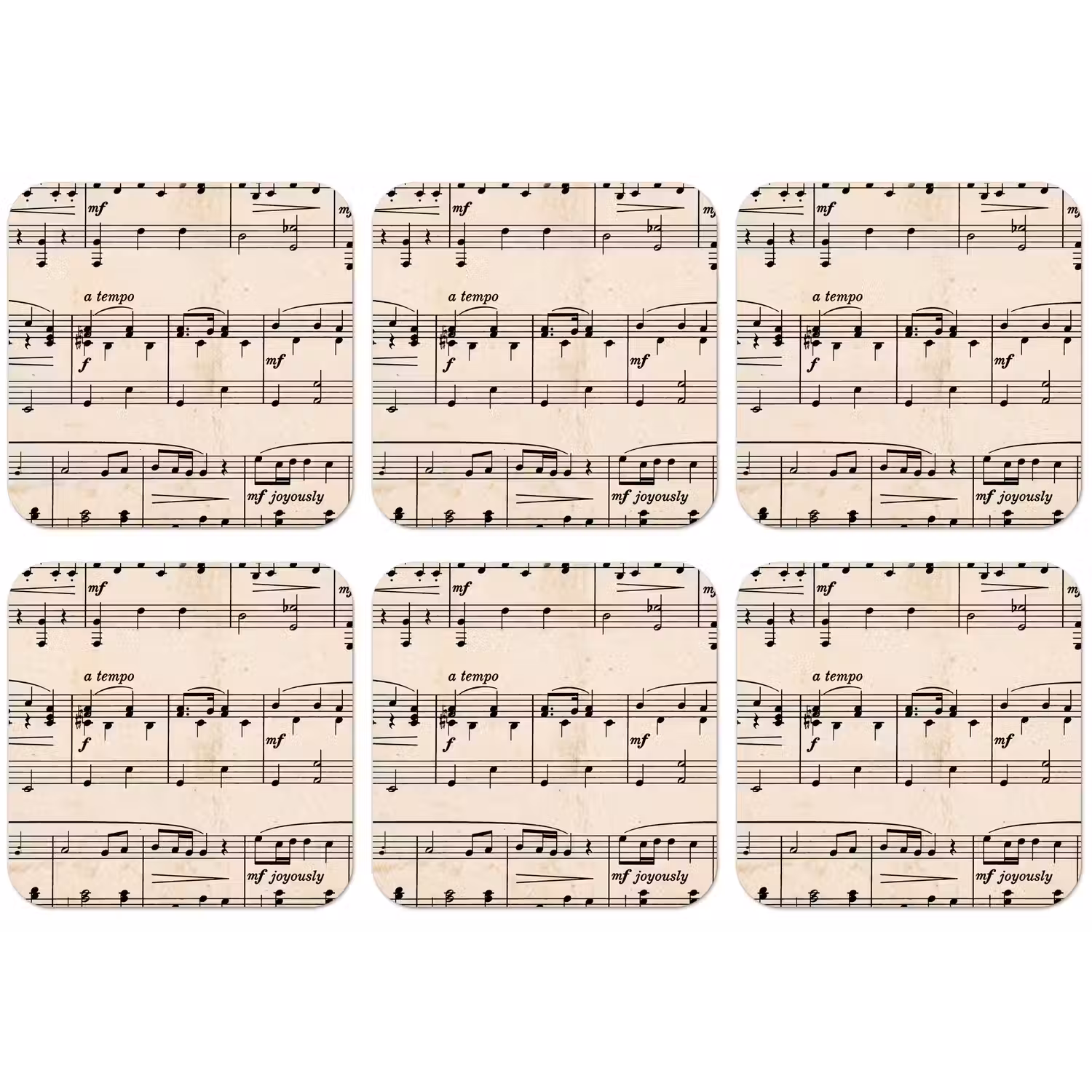 Muzieknotatie - Notenbalken - Kunst - Klassiek - Beige onderzetter kurk middel -zkaufland3dotto