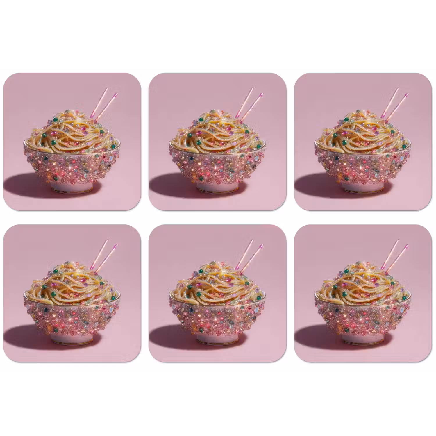 Noodles - Edelstenen - Stokjes - Roze onderzetter kurk middel -zkaufland3dotto