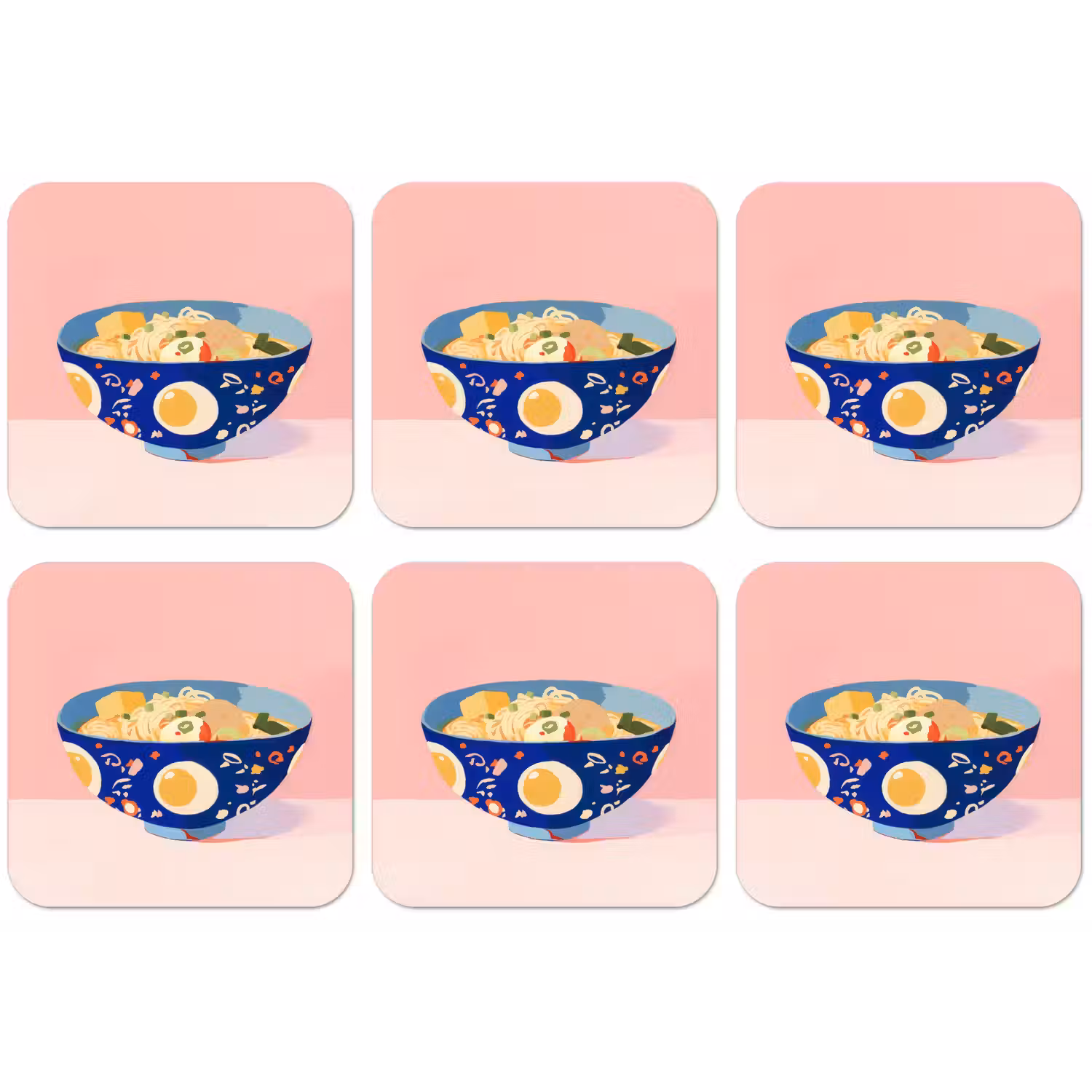 Noodles - Kom - Blauw - Illustratie onderzetter kurk middel -zkaufland3dotto