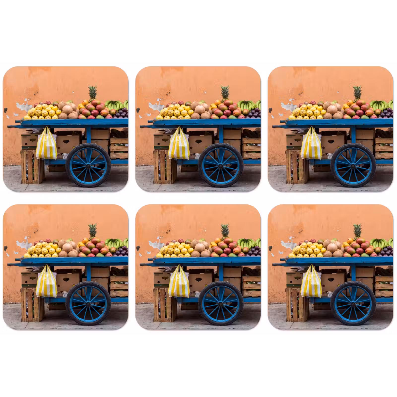 Untersetzer - Obst – Kar – Straße - Fruit - Kar - Straat onderzetter kurk middel