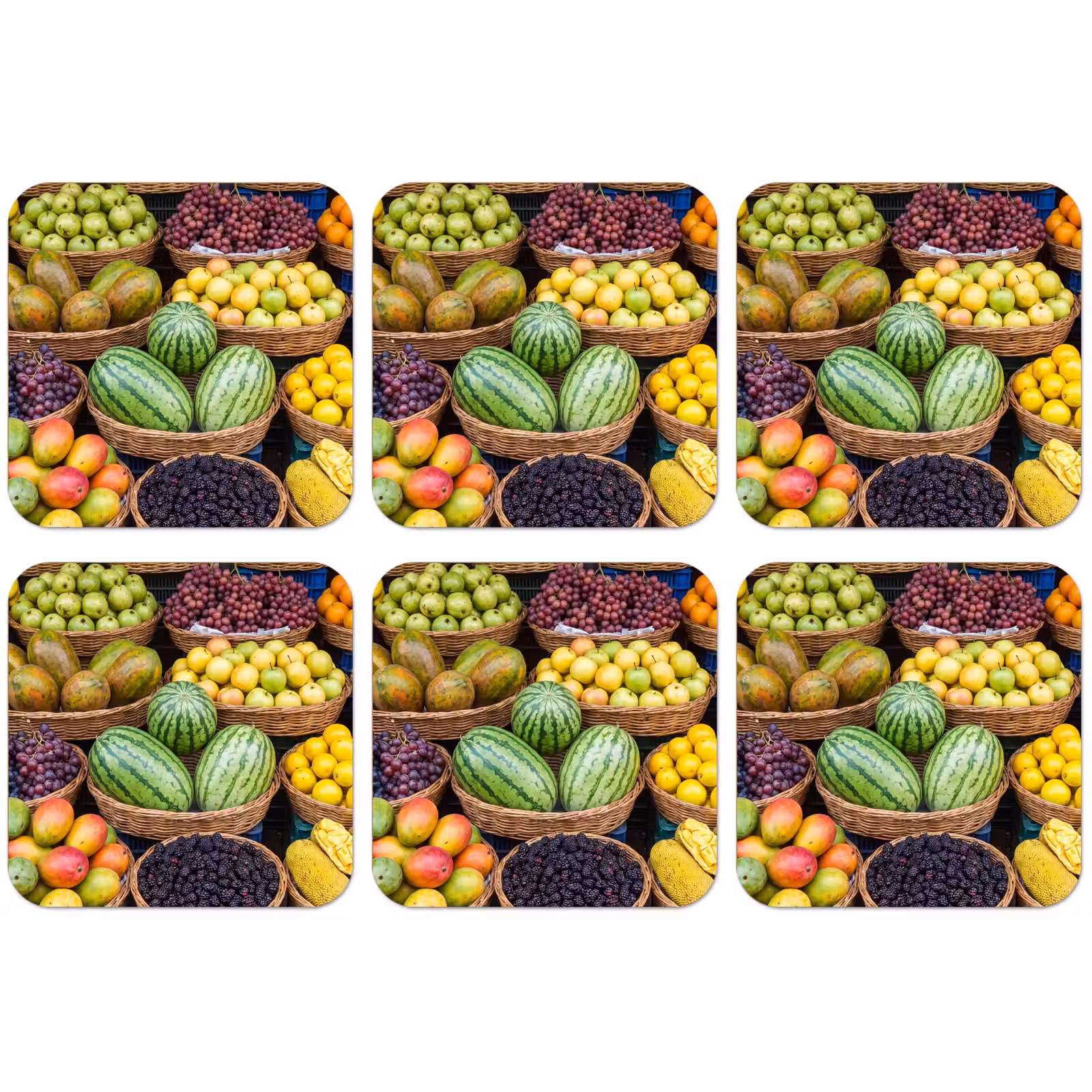 Untersetzer - Obst – Markt – Bunt - Fruit - Markt - Kleurrijk onderzetter kurk middel
