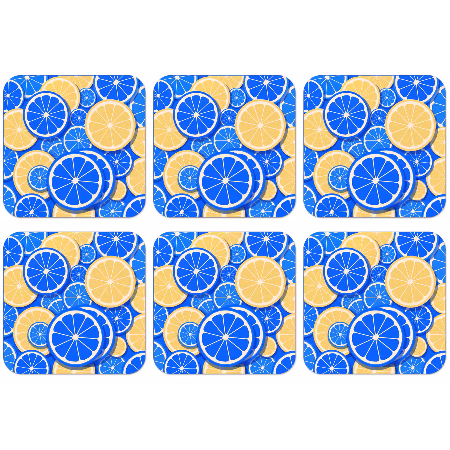 Fruit - Schijven - Patroon - Modern - Blauw - Geel onderzetter kurk middel -zkaufland3dotto
