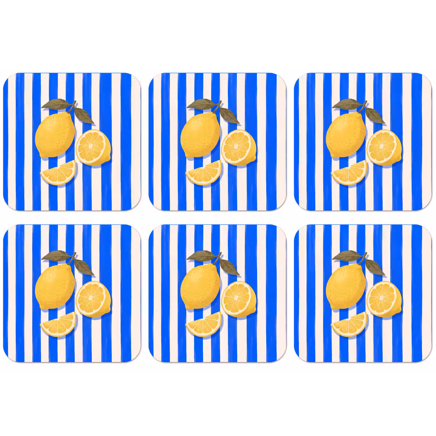 Fruit - Citroen - Zomer - Geel - Blauw onderzetter kurk middel -zkaufland3dotto