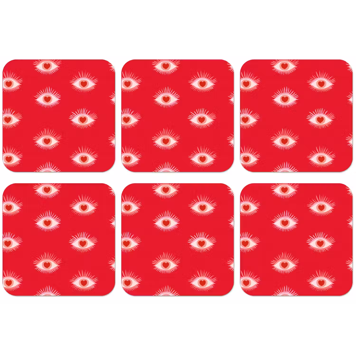 Ogen - Hart - Abstract - Rood - Roze onderzetter kurk middel 366 -zkaufland3dotto