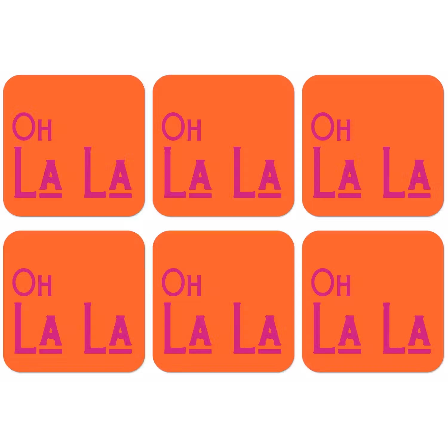 Oh la la - Oranje - Roze - Scheeflettertype onderzetter kurk middel -zkaufland3dotto