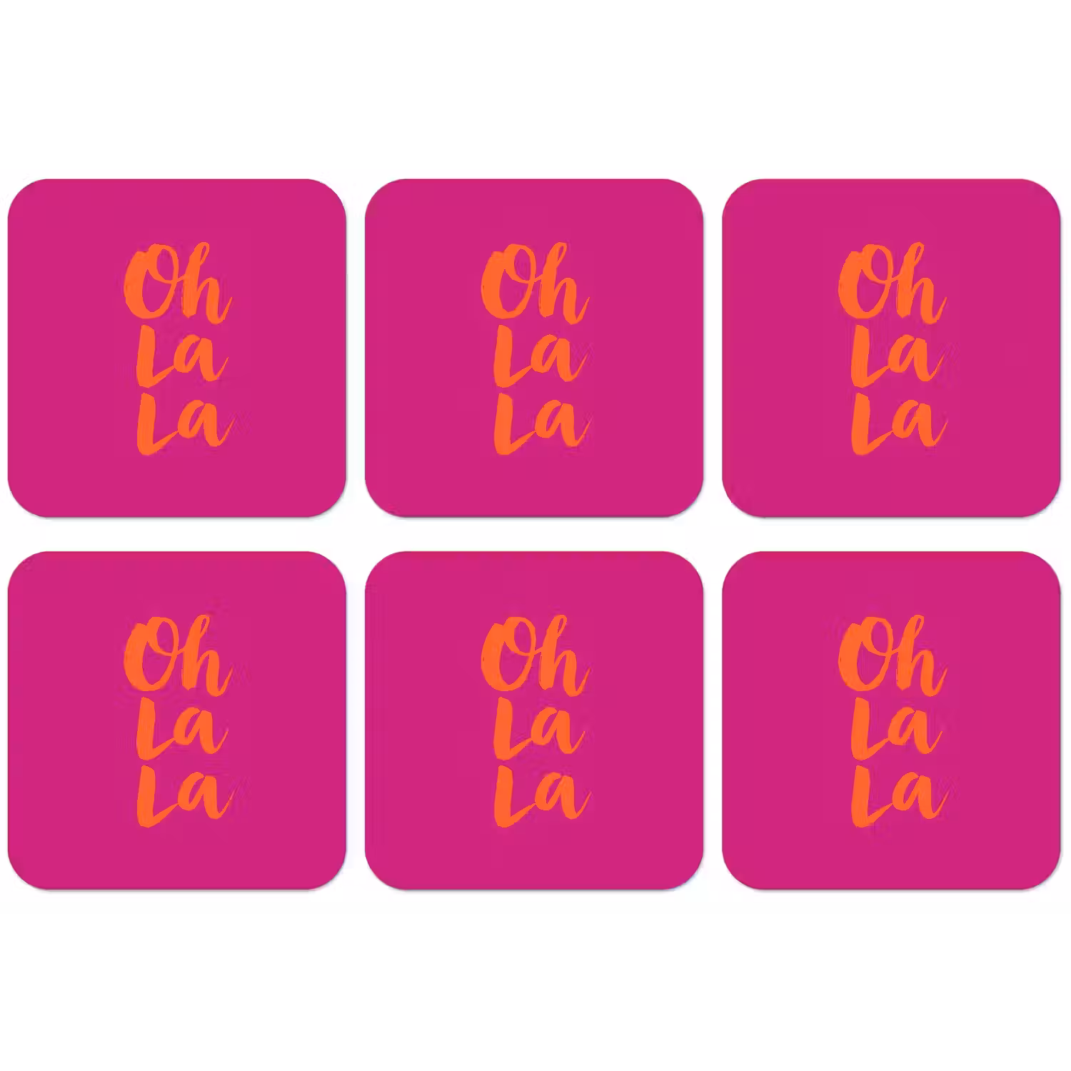Oh la la - Roze - Oranje - Minimalistisch onderzetter kurk middel -zkaufland3dotto
