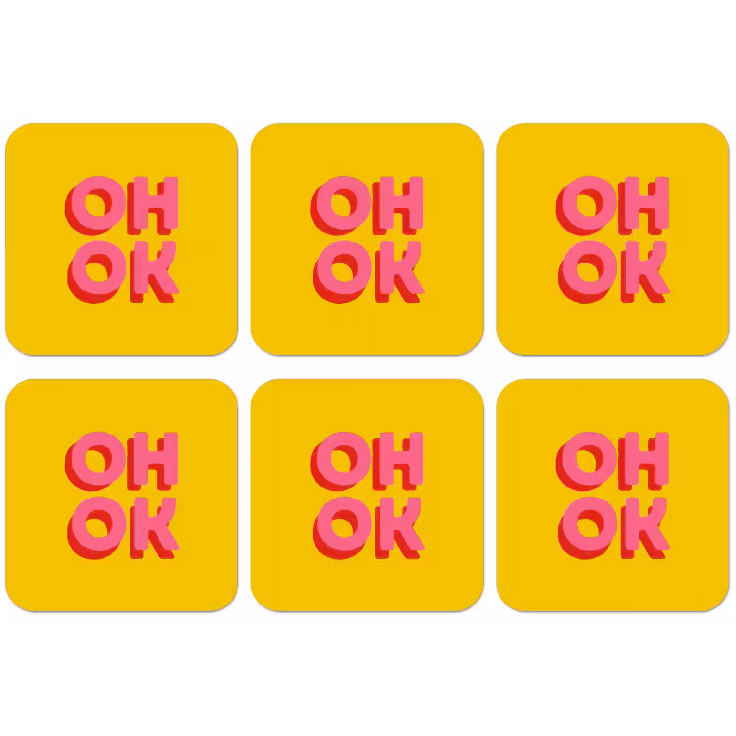 Oh ok - 3D - Geel - Roze onderzetter kurk middel -zkaufland3dotto