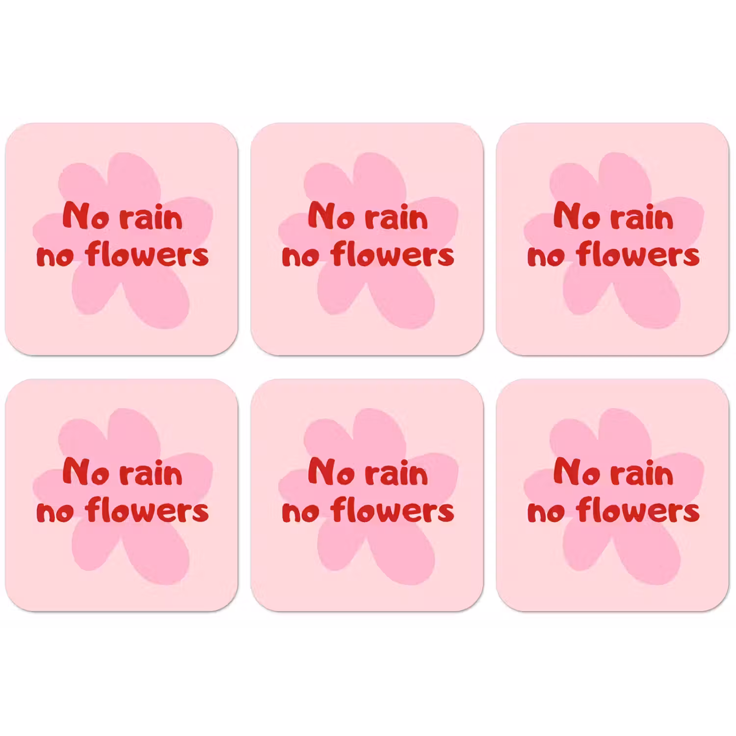 No rain no flowers - Bloem - Roze onderzetter kurk middel -zkaufland3dotto