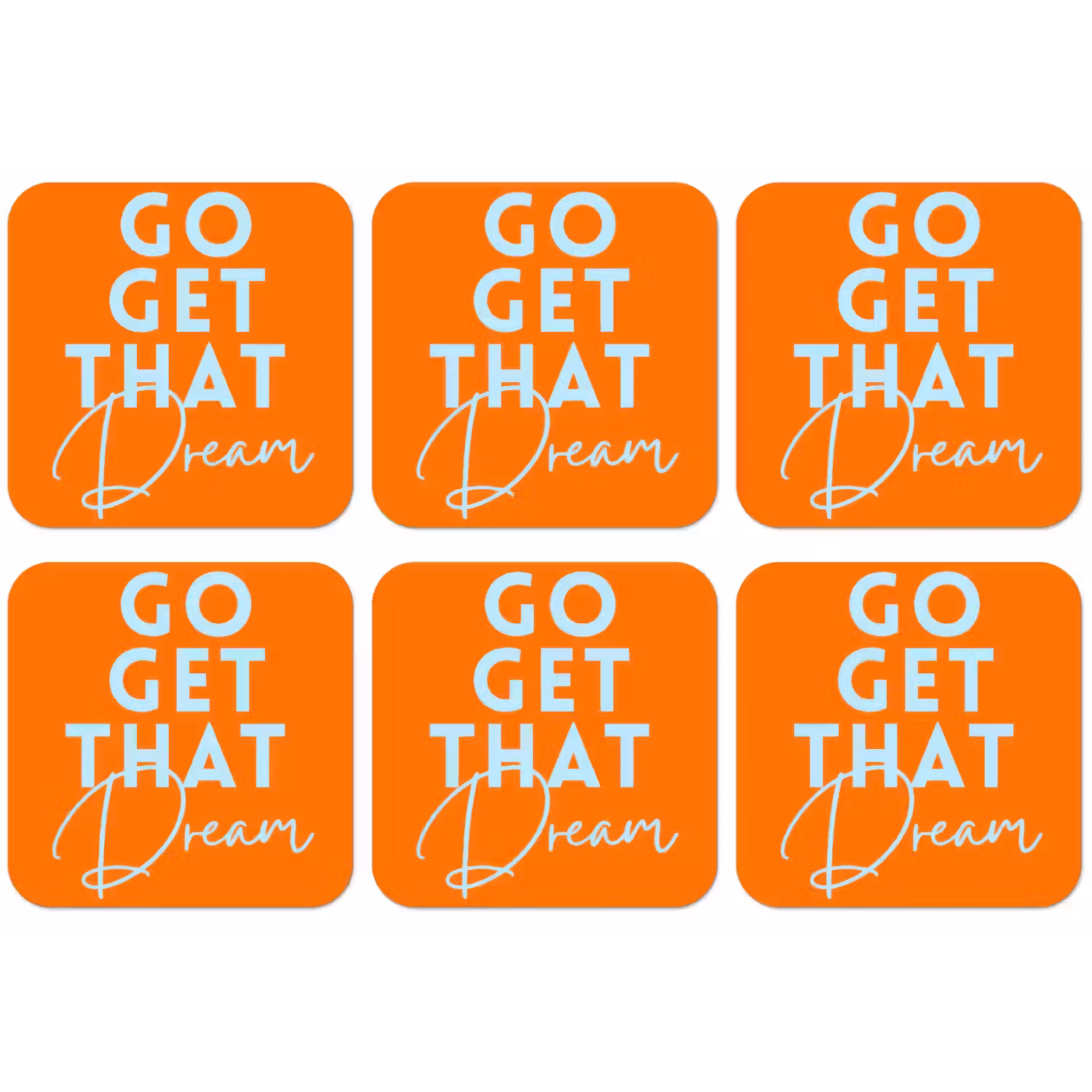 Oranje - Blauw - Go get that dream onderzetter kurk middel -zkaufland3dotto