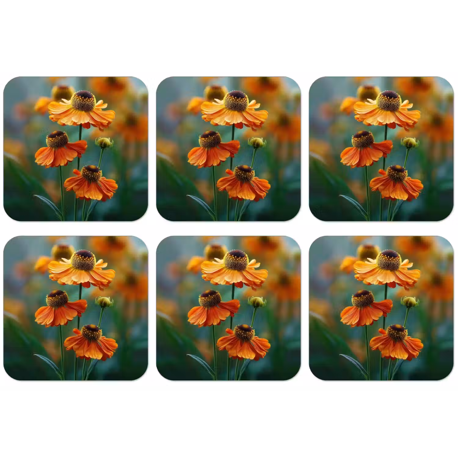 Oranje bloemen - Levendig - Wazige achtergrond onderzetter kurk middel -zkaufland3dotto