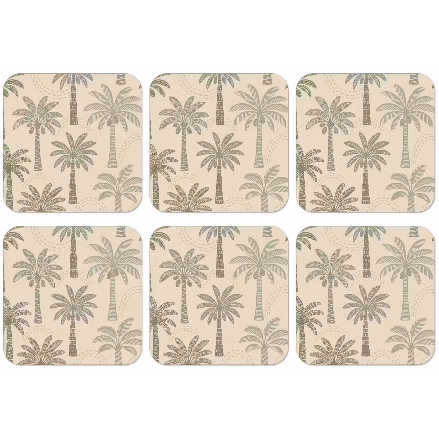 Palmbomen - Patroon - Tropisch - Beige onderzetter kurk middel -zkaufland3dotto