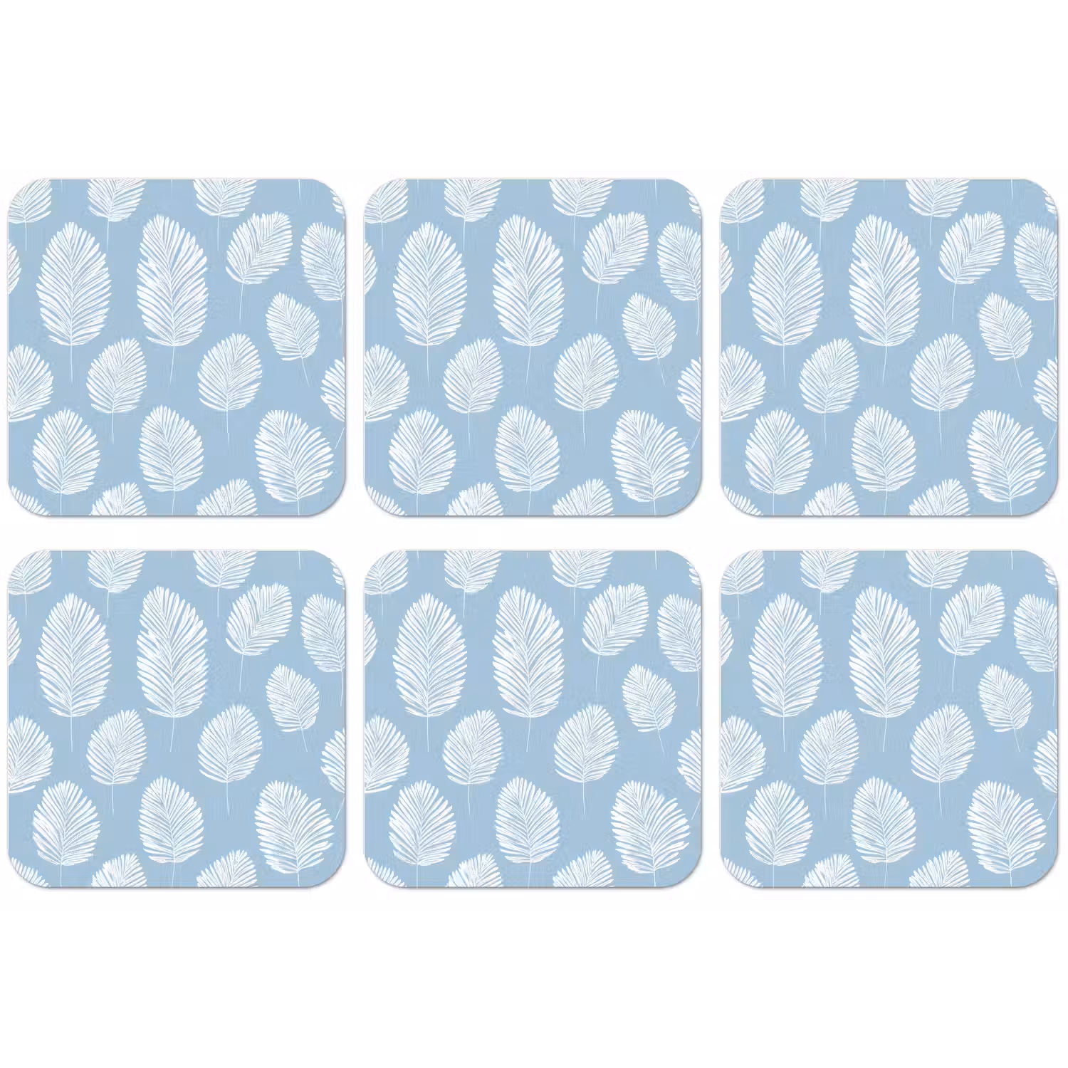Palmbladeren - Naadloos - Patroon - Pastelblauw onderzetter kurk middel 366 -zkaufland3dotto
