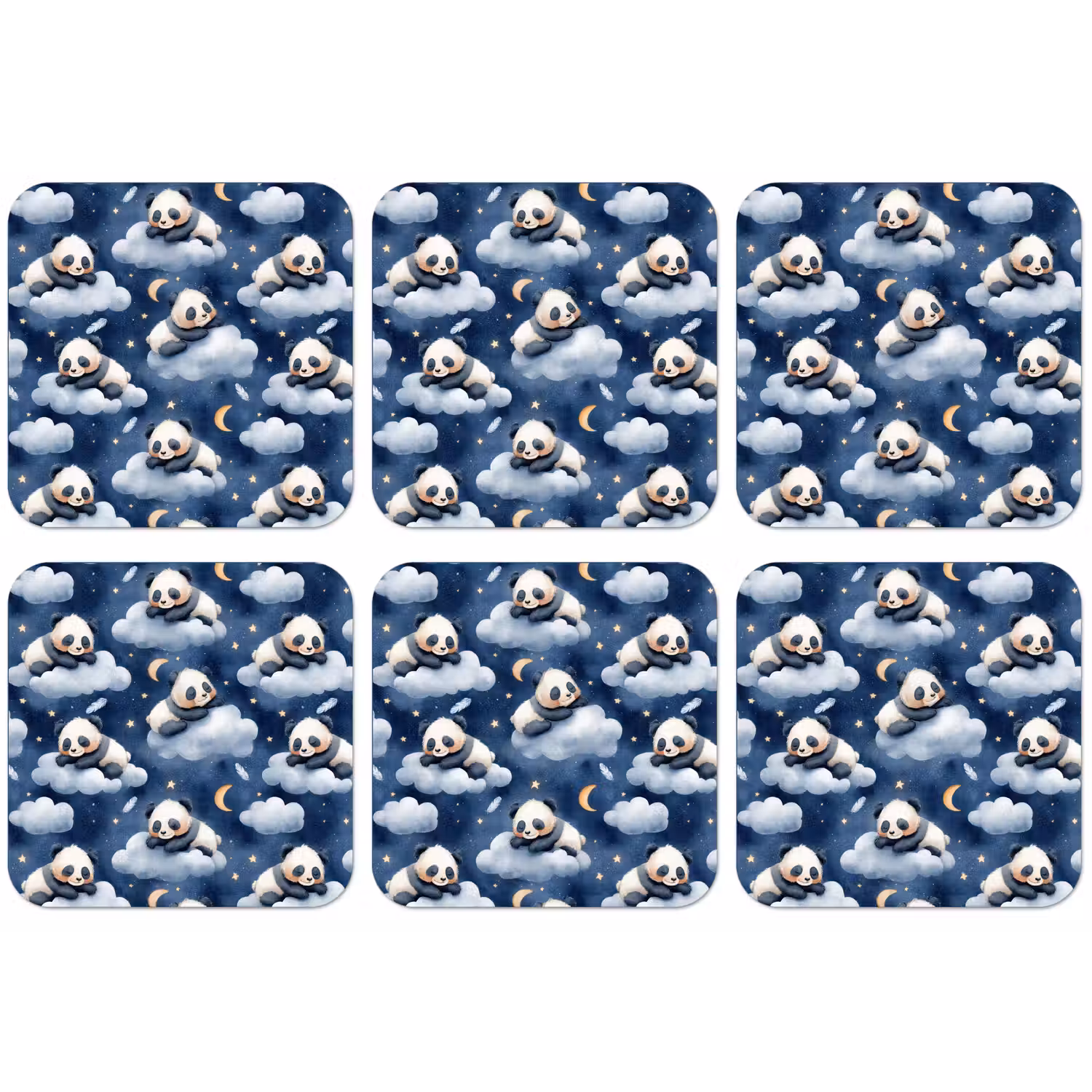 Panda's - Slapen - Blauw onderzetter kurk middel 366 -zkaufland3dotto