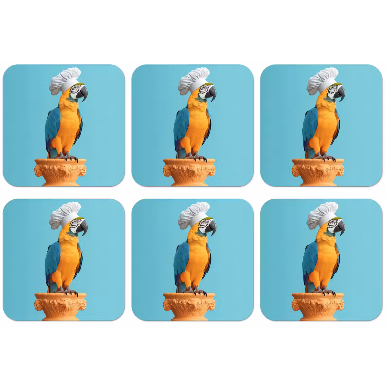 Papegaai - Koksmuts - Grappig - Vogel onderzetter kurk middel -zkaufland3dotto