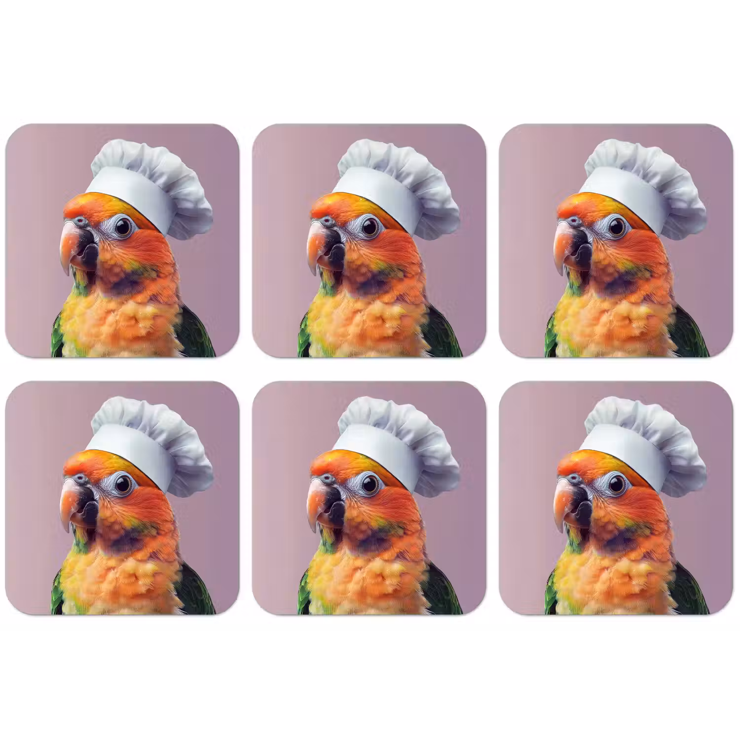 Papegaai - Koksmuts - Nieuwsgierig - Vogel onderzetter kurk middel -zkaufland3dotto