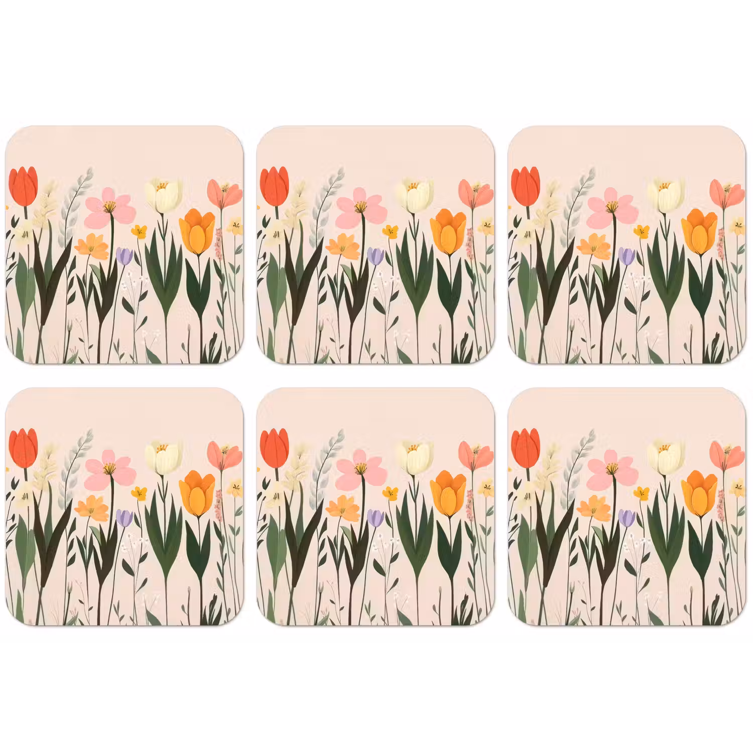 Pasteltinten - Bloemen - Illustratie onderzetter kurk middel -zkaufland3dotto