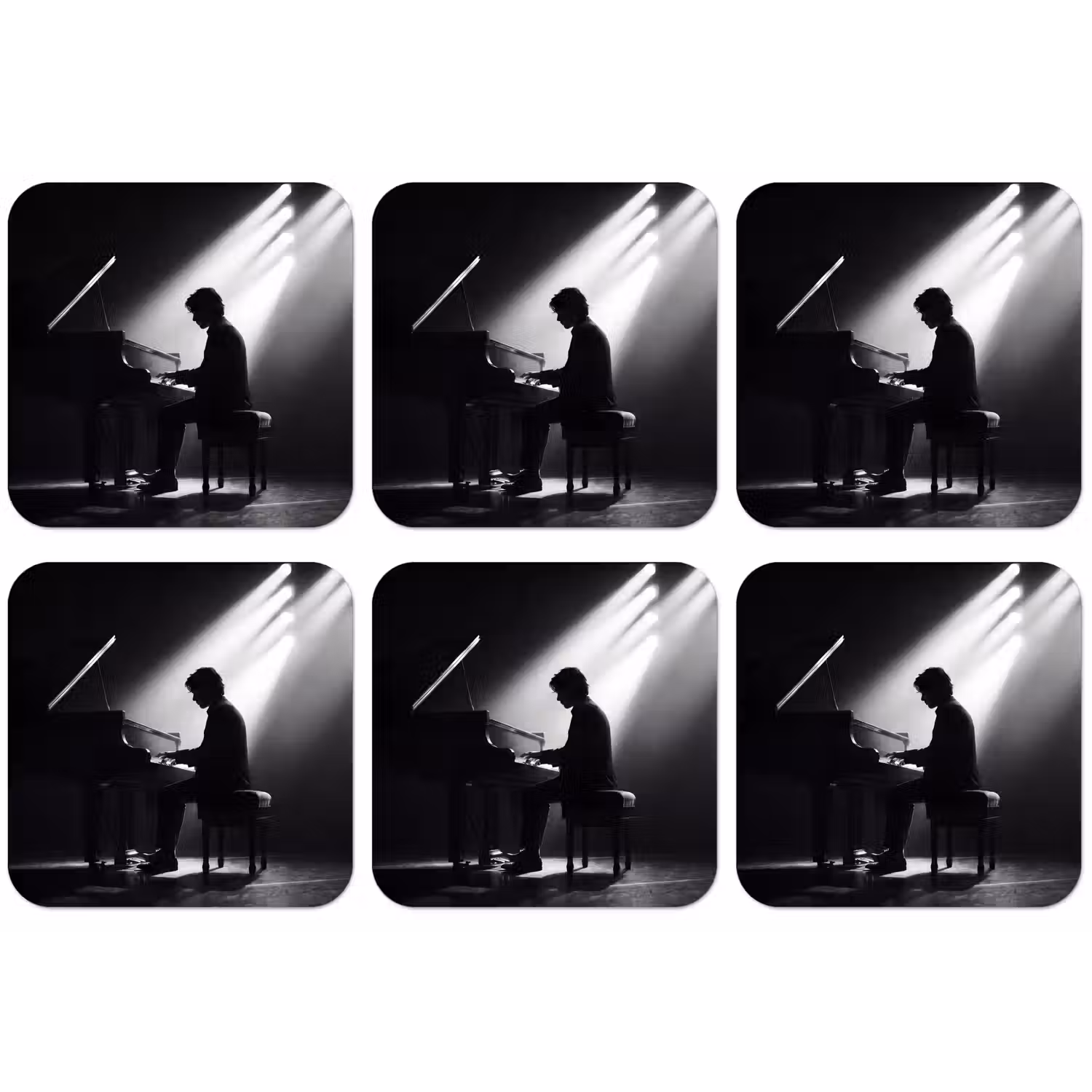 Persoon - Piano - Muziek - Zwart-wit - Podium onderzetter kurk middel -zkaufland3dotto