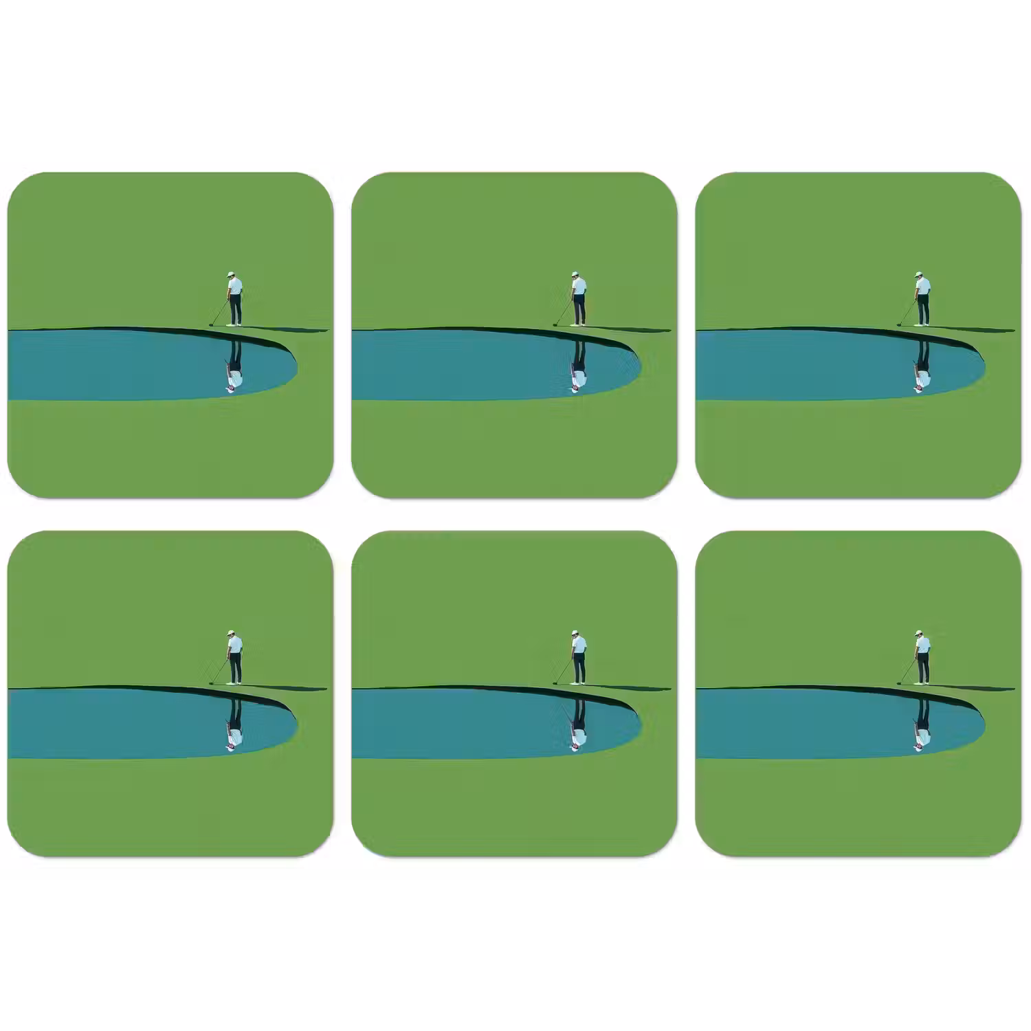 Persoon - Golf - Water - Blauw onderzetter kurk middel -zkaufland3dotto