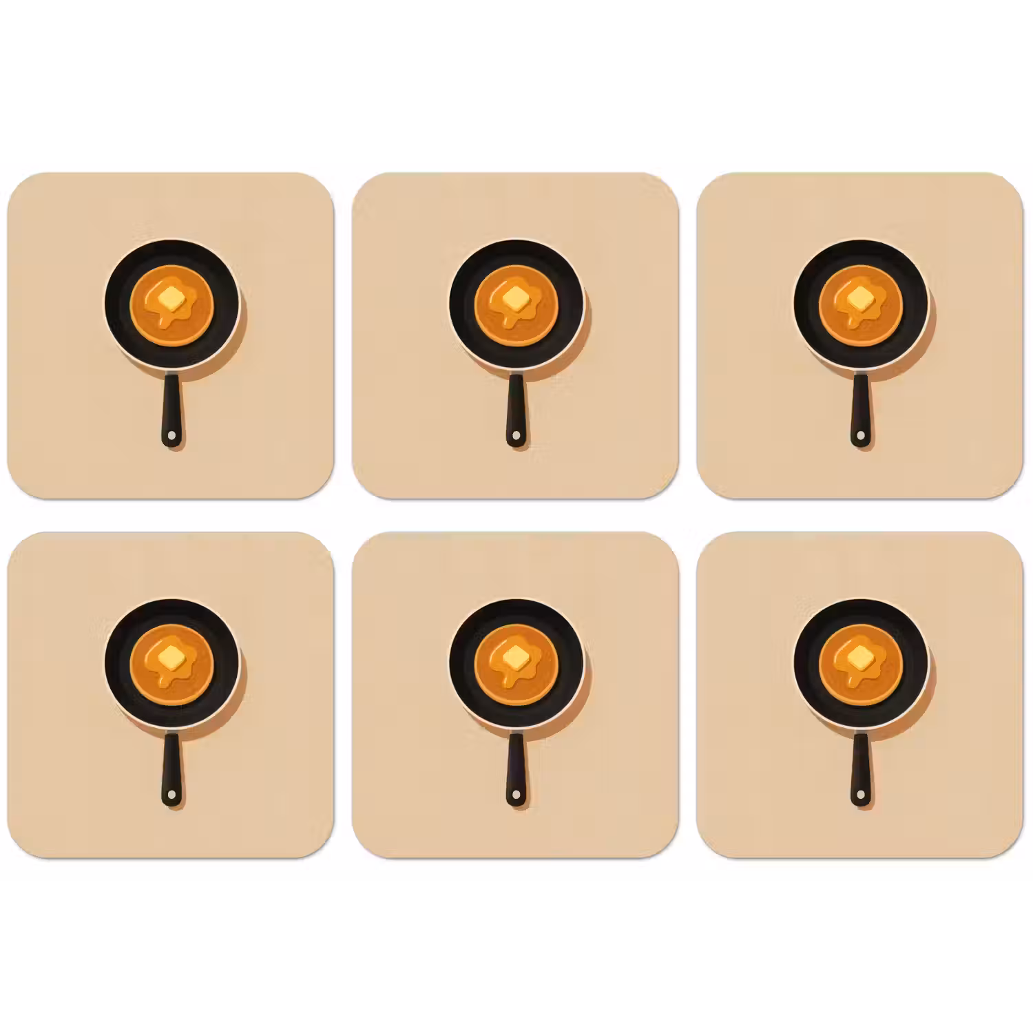 Pannenkoek - Koekenpan - Boter - Minimalistisch onderzetter kurk middel -zkaufland3dotto