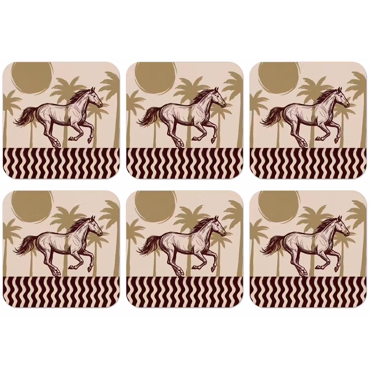 Paard - Galopperend - Woestijn - Illustratie onderzetter kurk middel -zkaufland3dotto