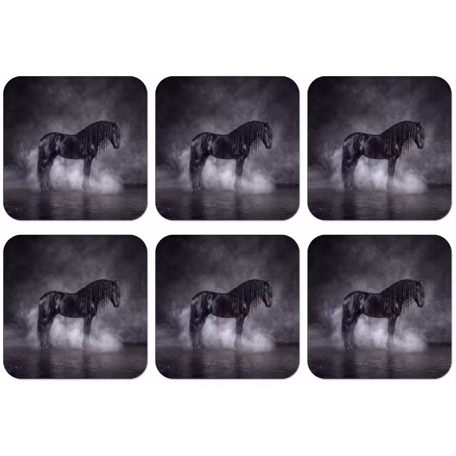 Paard - Magisch - Zwart onderzetter kurk middel -zkaufland3dotto