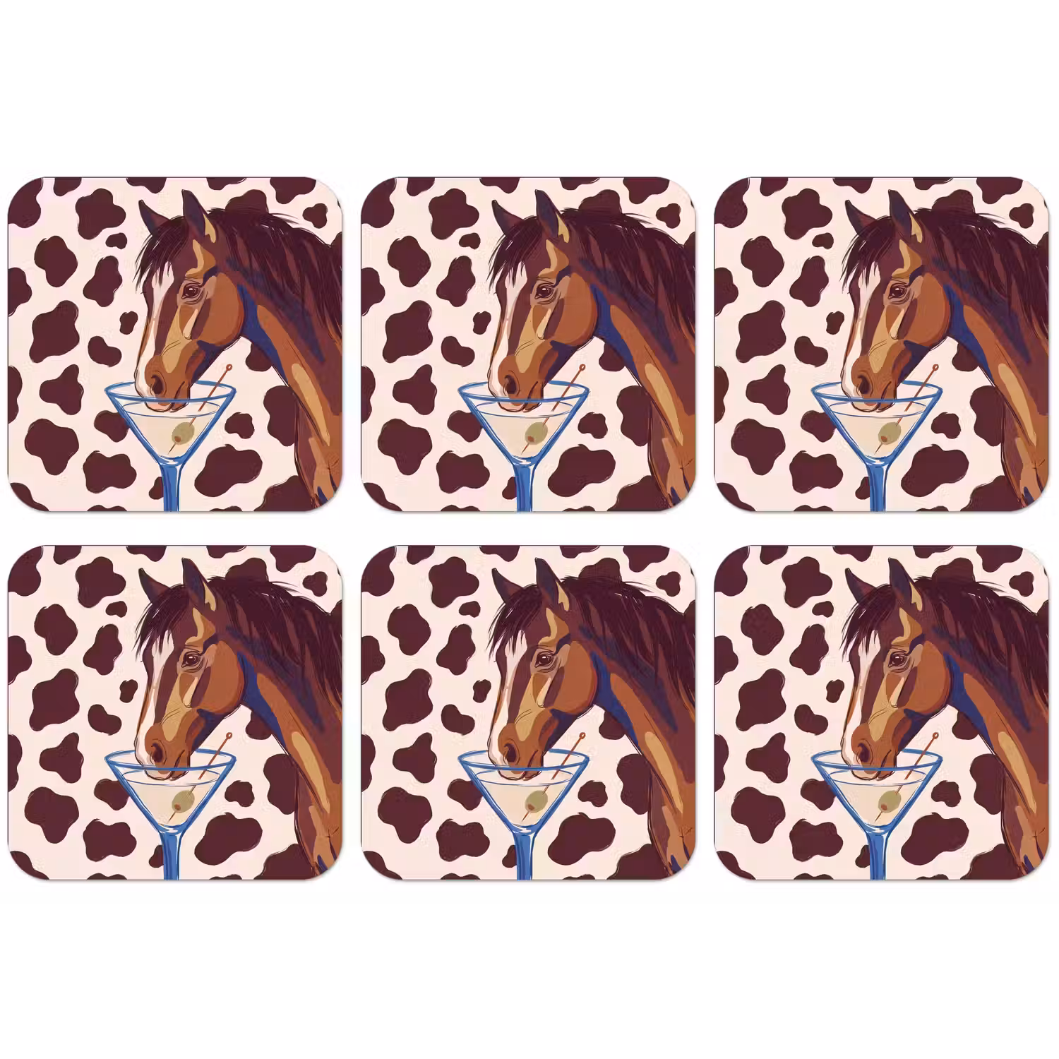 Paard - Martini - Dieren - Abstract - Bruin onderzetter kurk middel -zkaufland3dotto