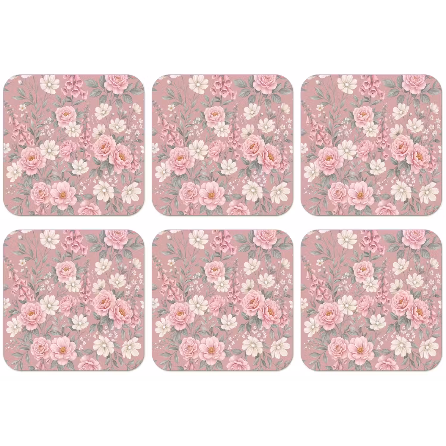 Pioenrozen - Vingerhoedskruid - Pink onderzetter kurk middel -zkaufland3dotto