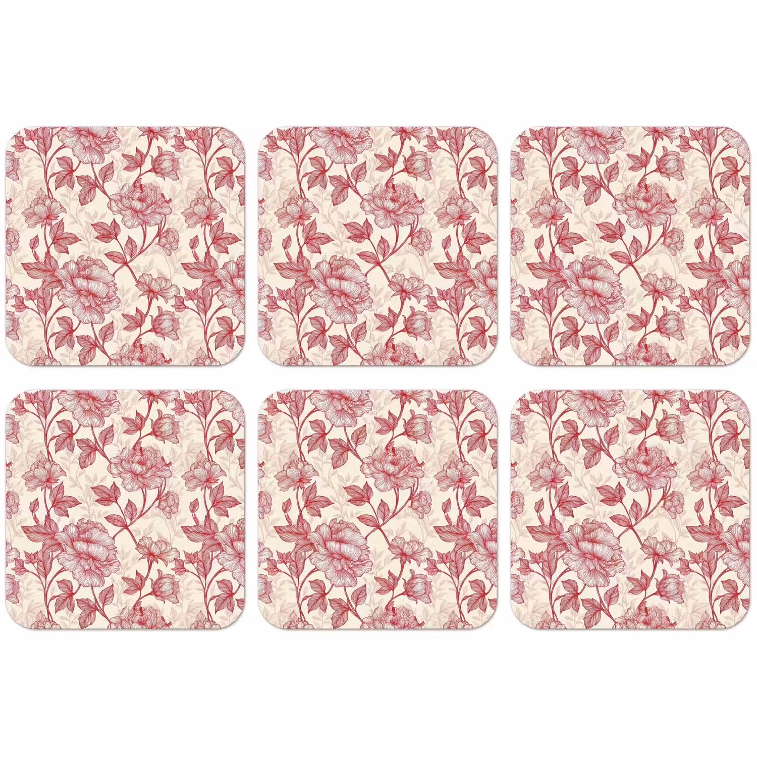 Pioenrozen - Modern - Rood onderzetter kurk middel 366 -zkaufland3dotto