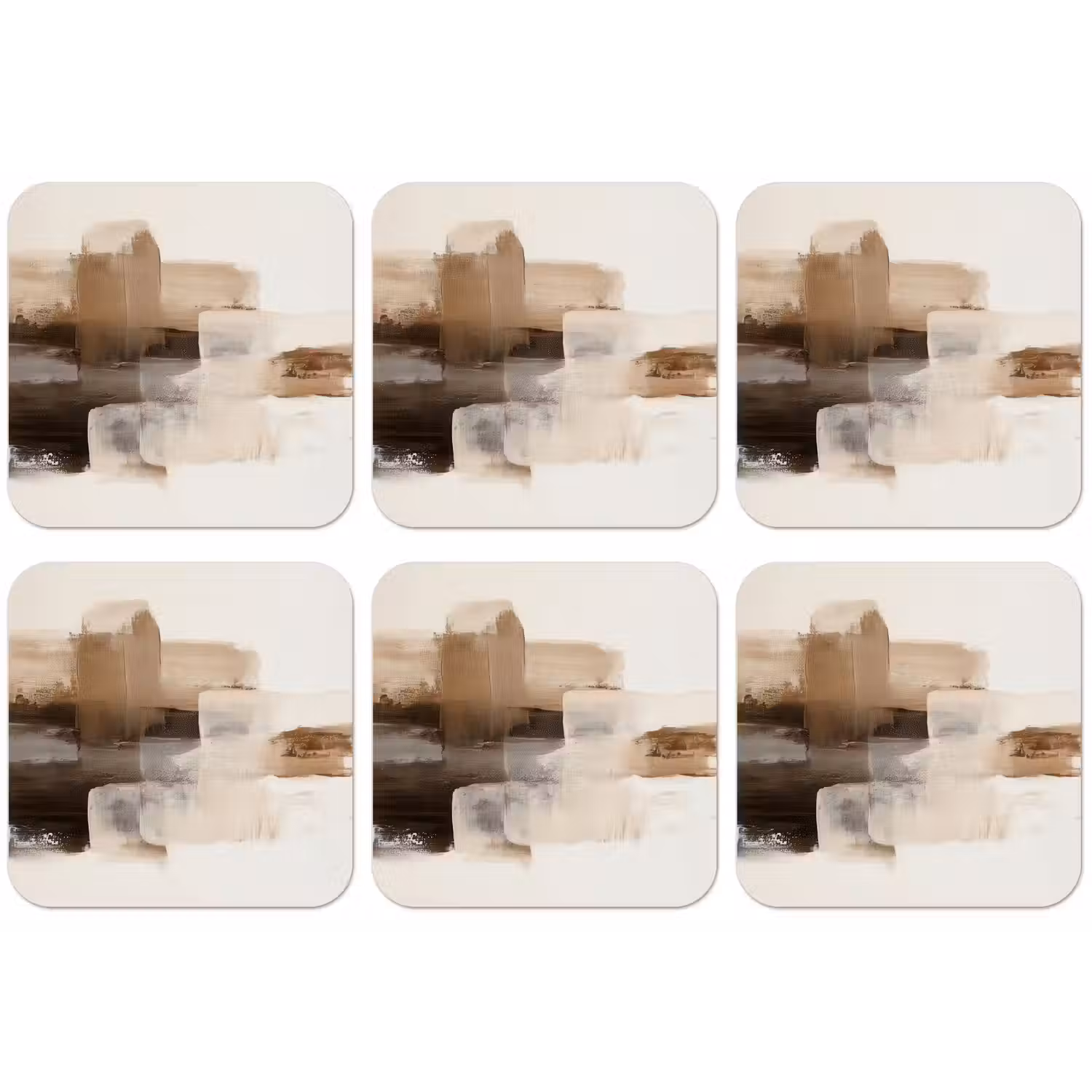 Penseelstreken - Abstract landschap - Rust onderzetter kurk middel -zkaufland3dotto