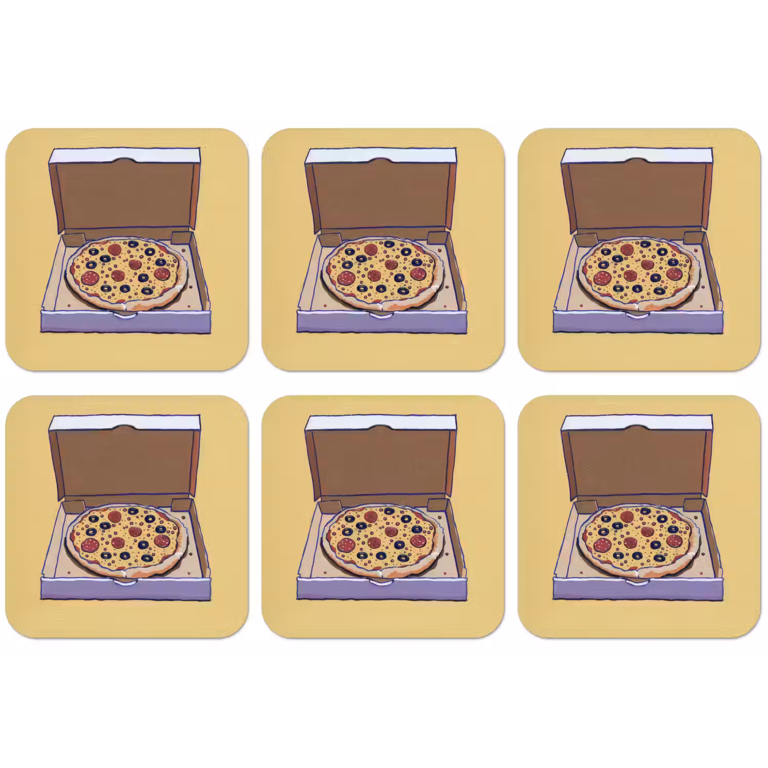 Pizza - Doos - Salami - Illustratie onderzetter kurk middel -zkaufland3dotto