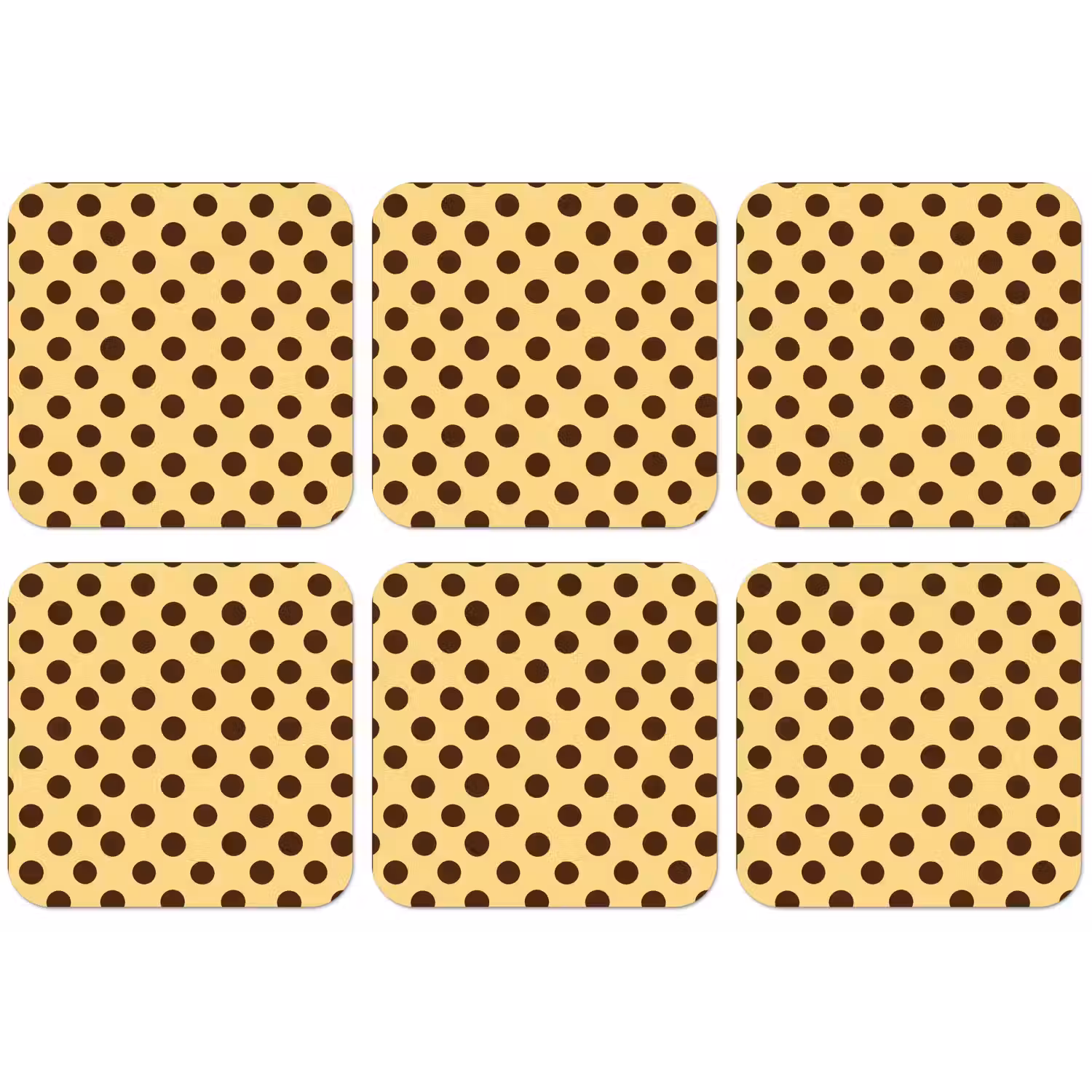 Polka Dot - Stippen - Retro - Geel - Bruin onderzetter kurk middel 366 -zkaufland3dotto