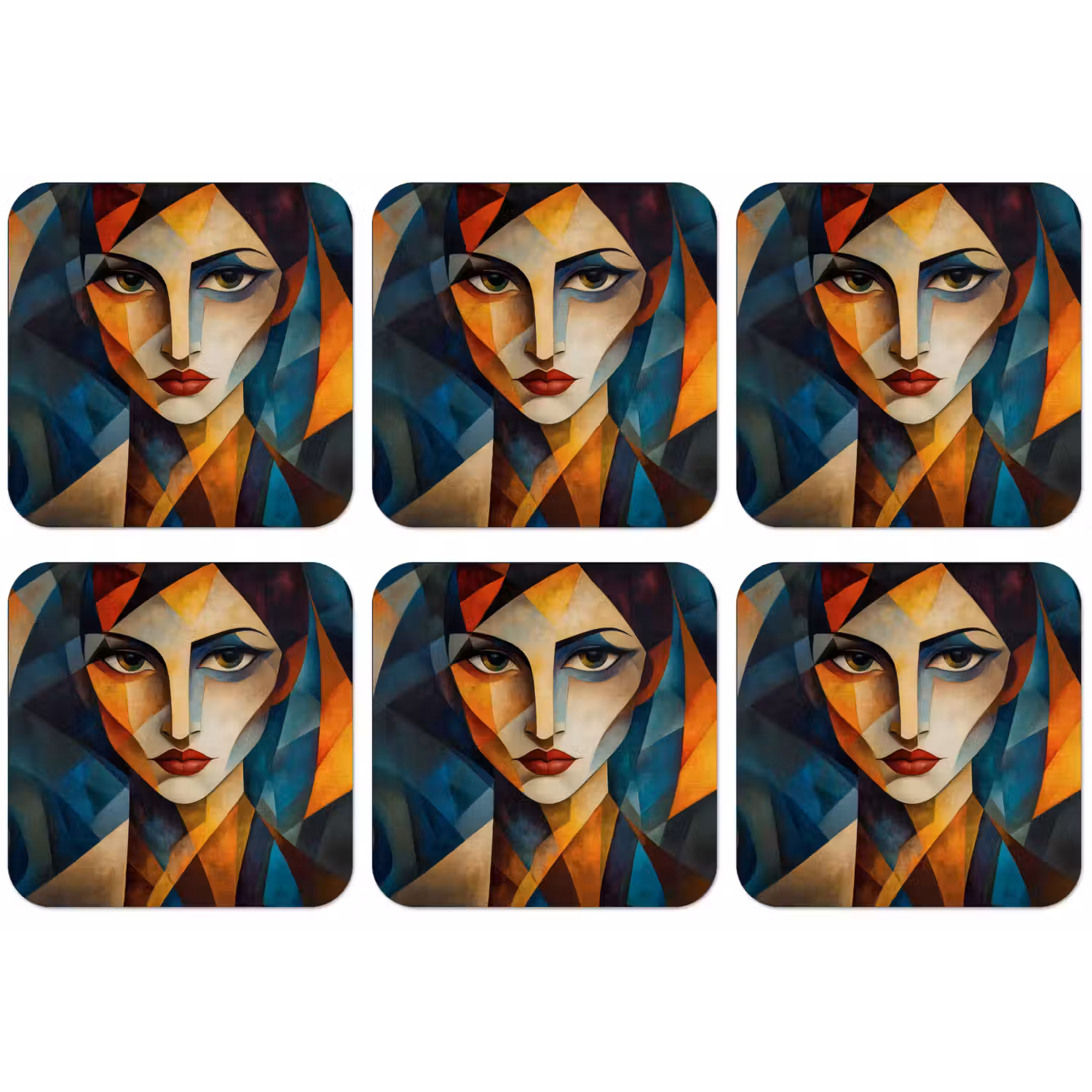 Portret - Abstract - Vormen onderzetter kurk middel -zkaufland3dotto