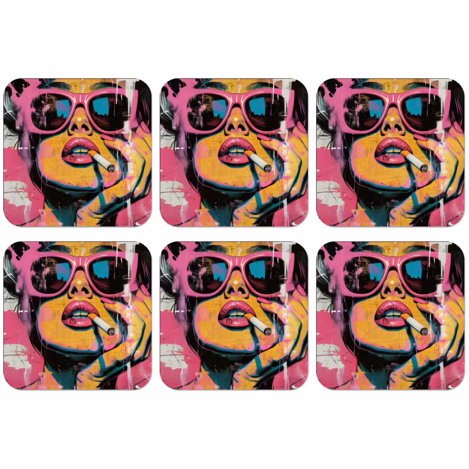 Portret - Vrouw - Abstract - Zonnebril onderzetter kurk middel -zkaufland3dotto