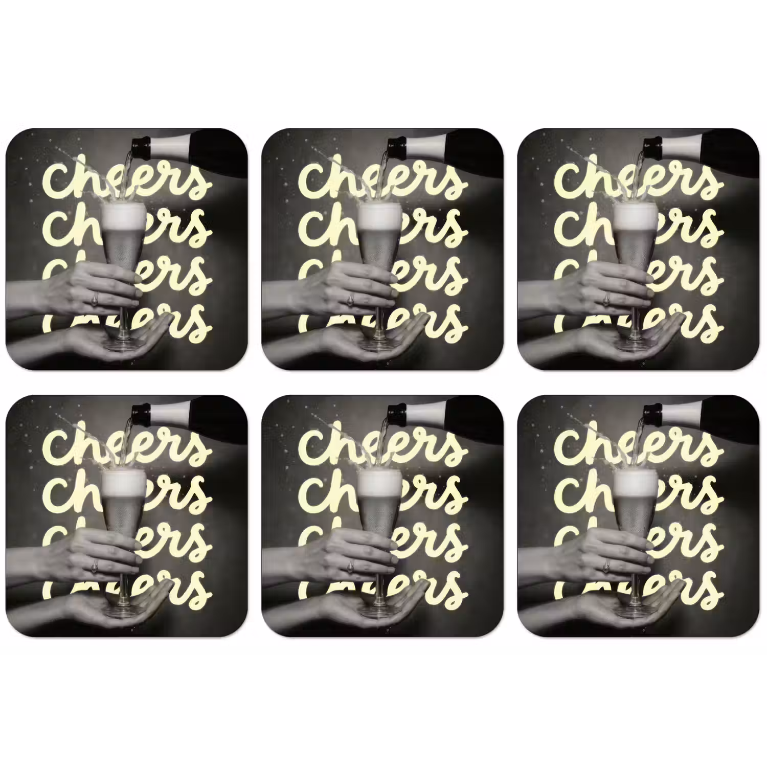 Cheers - Wijn - Zwart - Wit onderzetter kurk middel -zkaufland3dotto