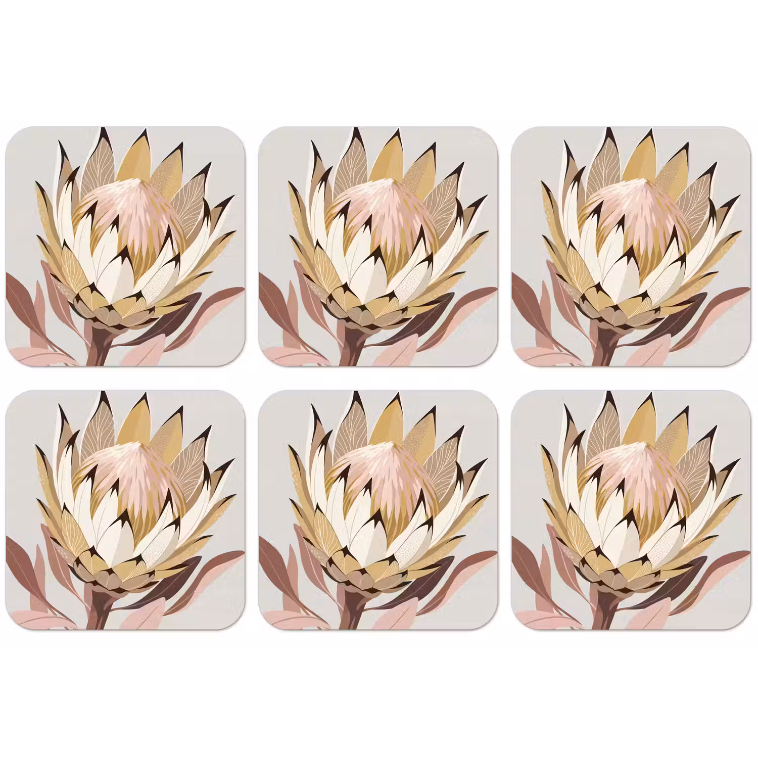 Protea - Bloem - Botanisch - Beige onderzetter kurk middel -zkaufland3dotto