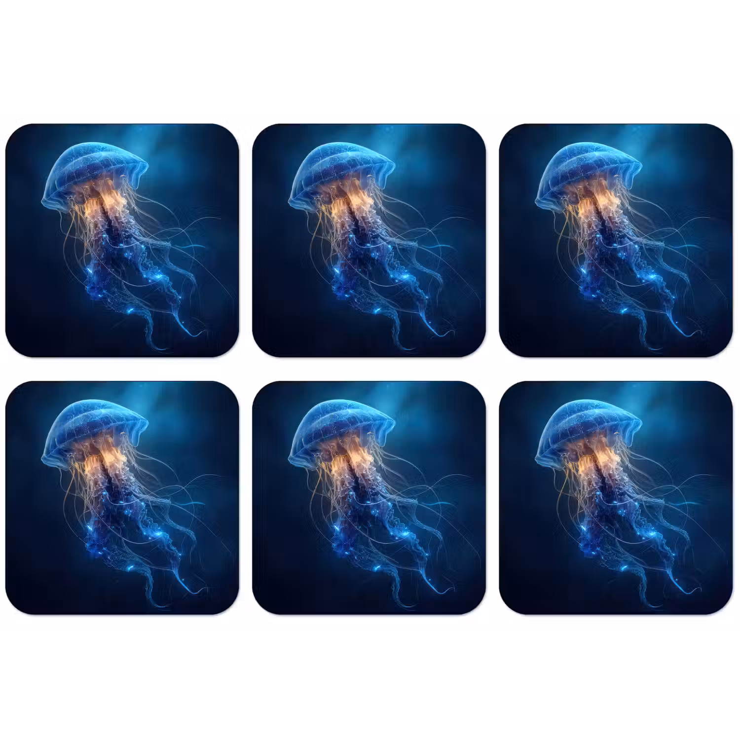 Kwal - Lichtgevend - Tentakels - Blauw onderzetter kurk middel -zkaufland3dotto