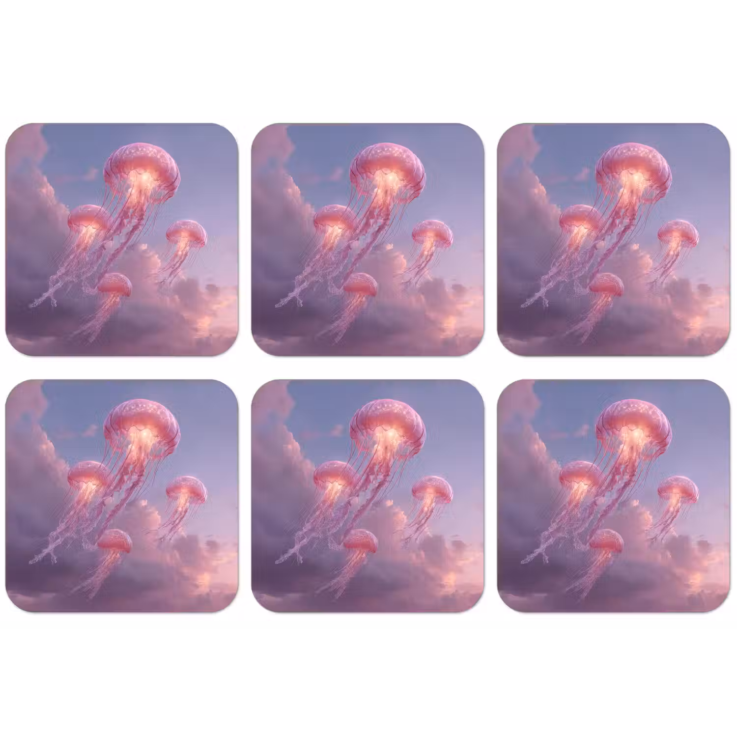 Kwallen - Roze - Wolken onderzetter kurk middel -zkaufland3dotto