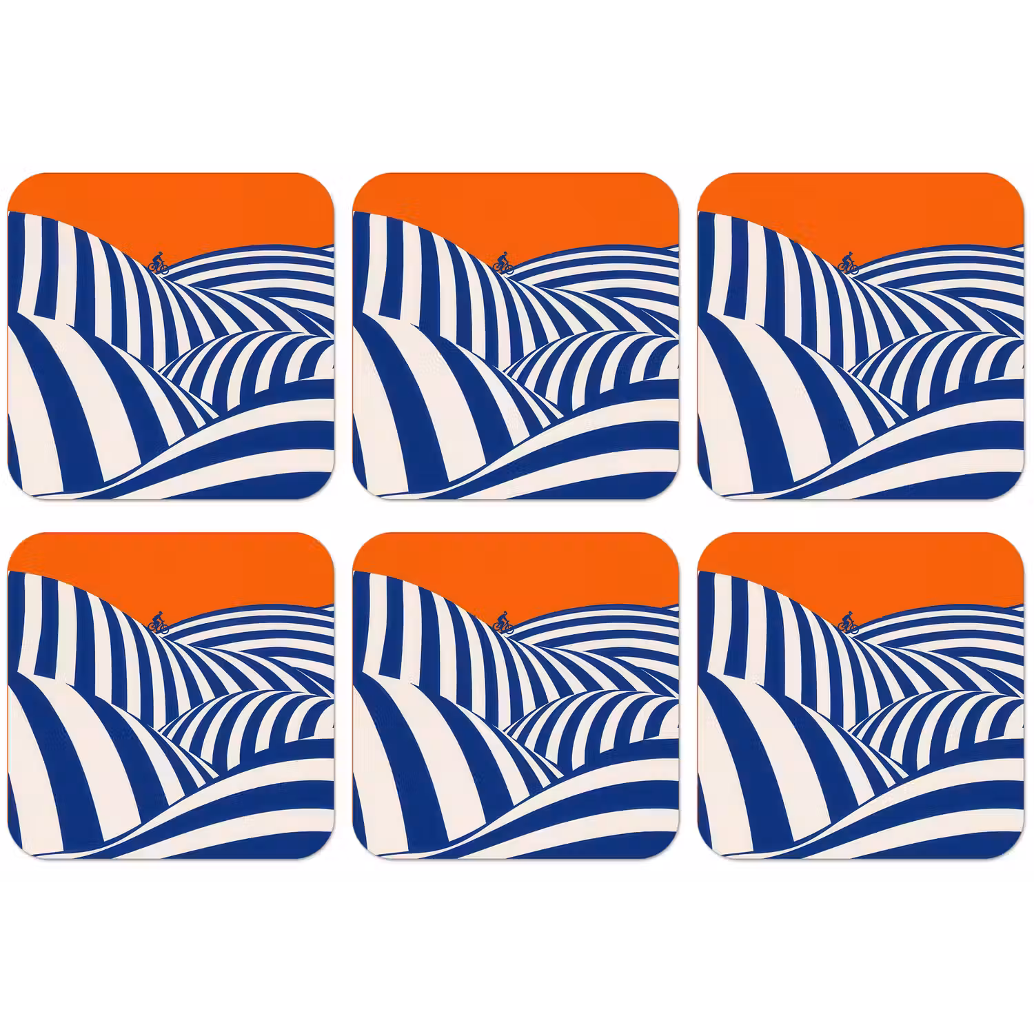 Fietser - Heuvels - Strepen - Blauw onderzetter kurk middel -zkaufland3dotto