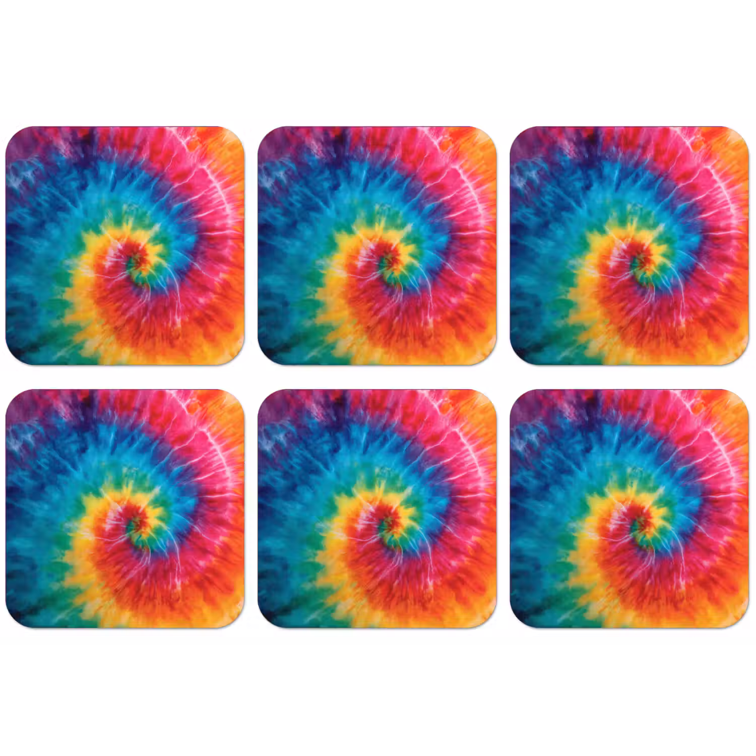 Regenboog - Tie dye - Kleurrijk - Blauw onderzetter kurk middel -zkaufland3dotto